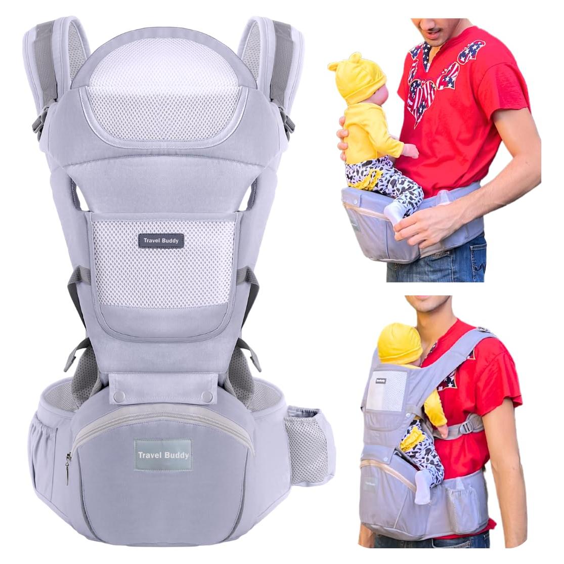 Transportador de Bebé Travel Buddy 4-en-1 Gris | Ergonómico y Ajustable