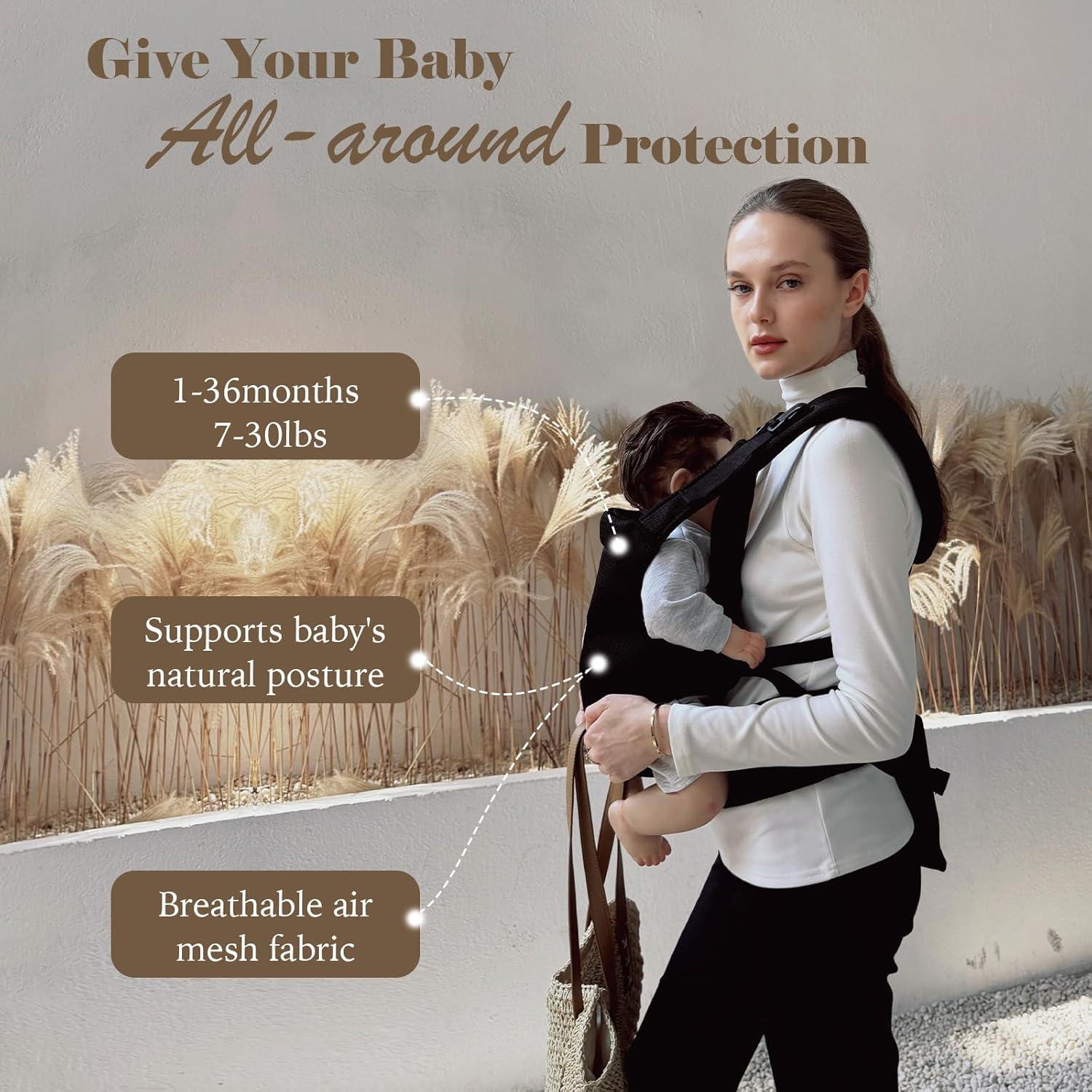 Portabebés Ergonómico Misswisdom Negro 3-14 kg Ajustable