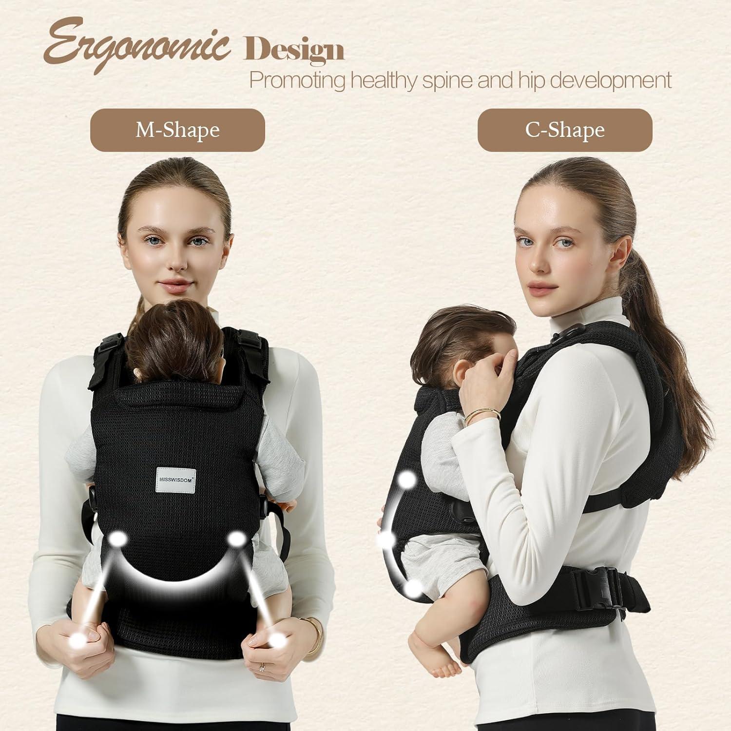 Portabebés Ergonómico Misswisdom Negro 3-14 kg Ajustable