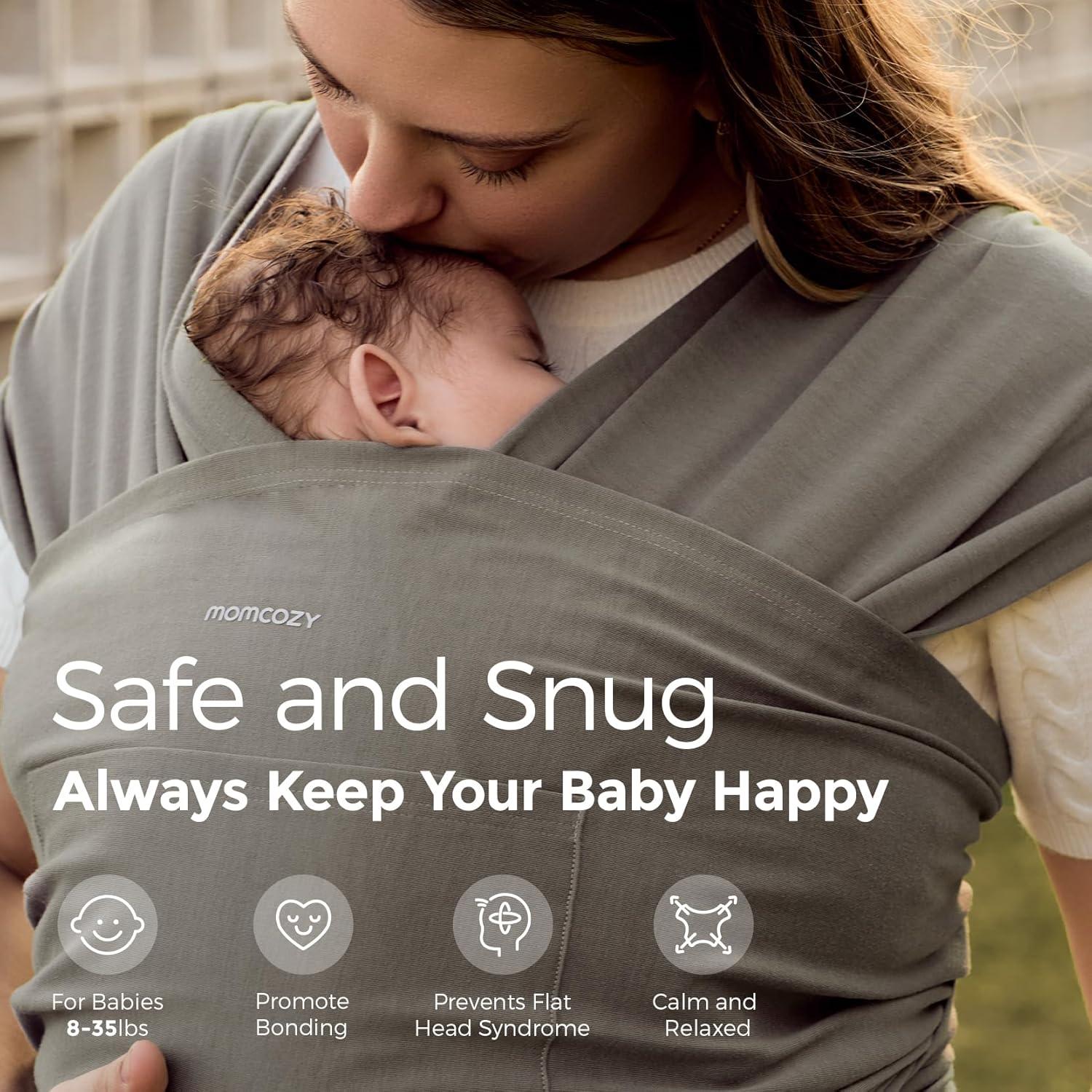 Fular Portabebés Momcozy Marrón Ajustable 3.6-15.9 kg