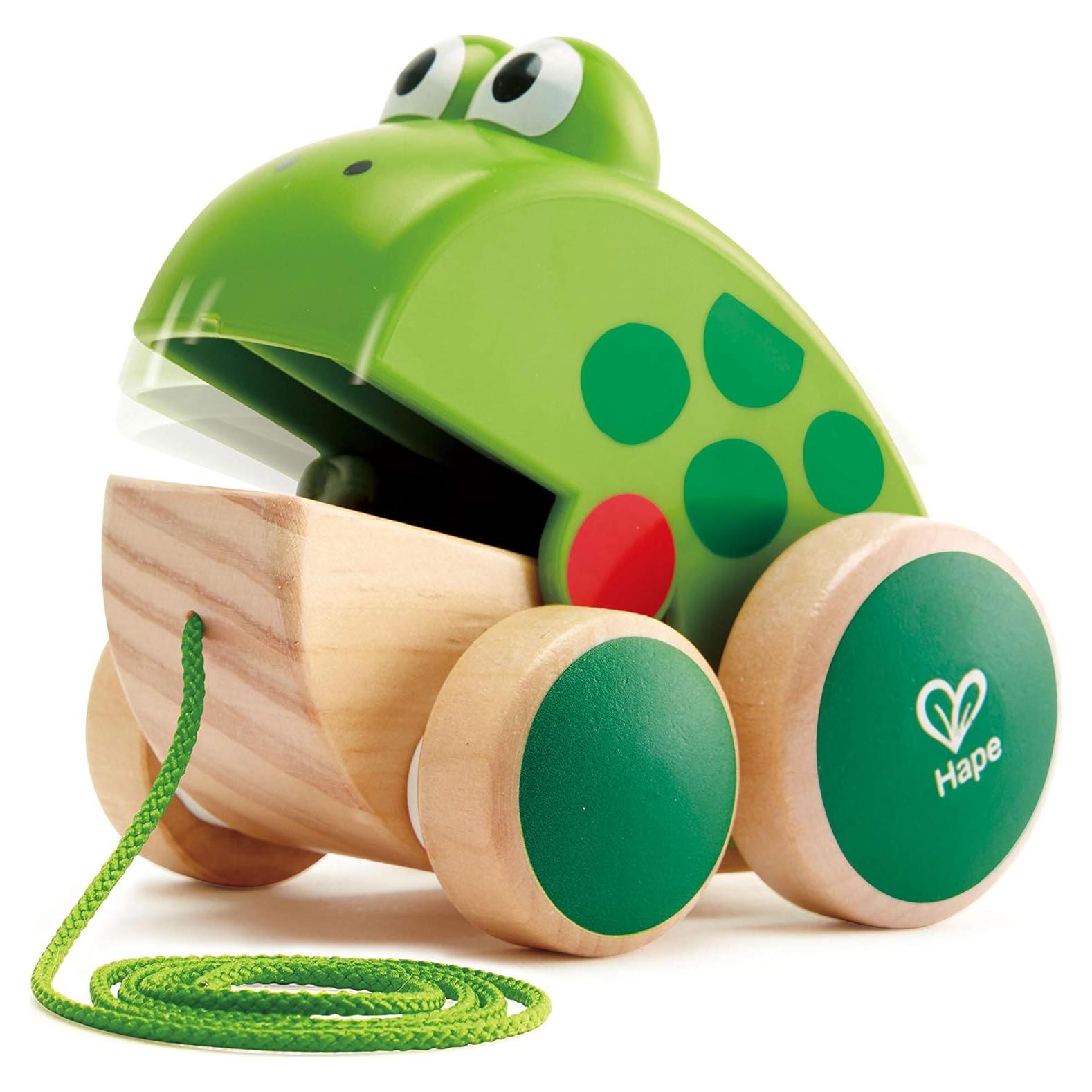 Juguete de Madera Rana Tirar-Atrás Hape - 200g, 11.7x8.4x9.7cm