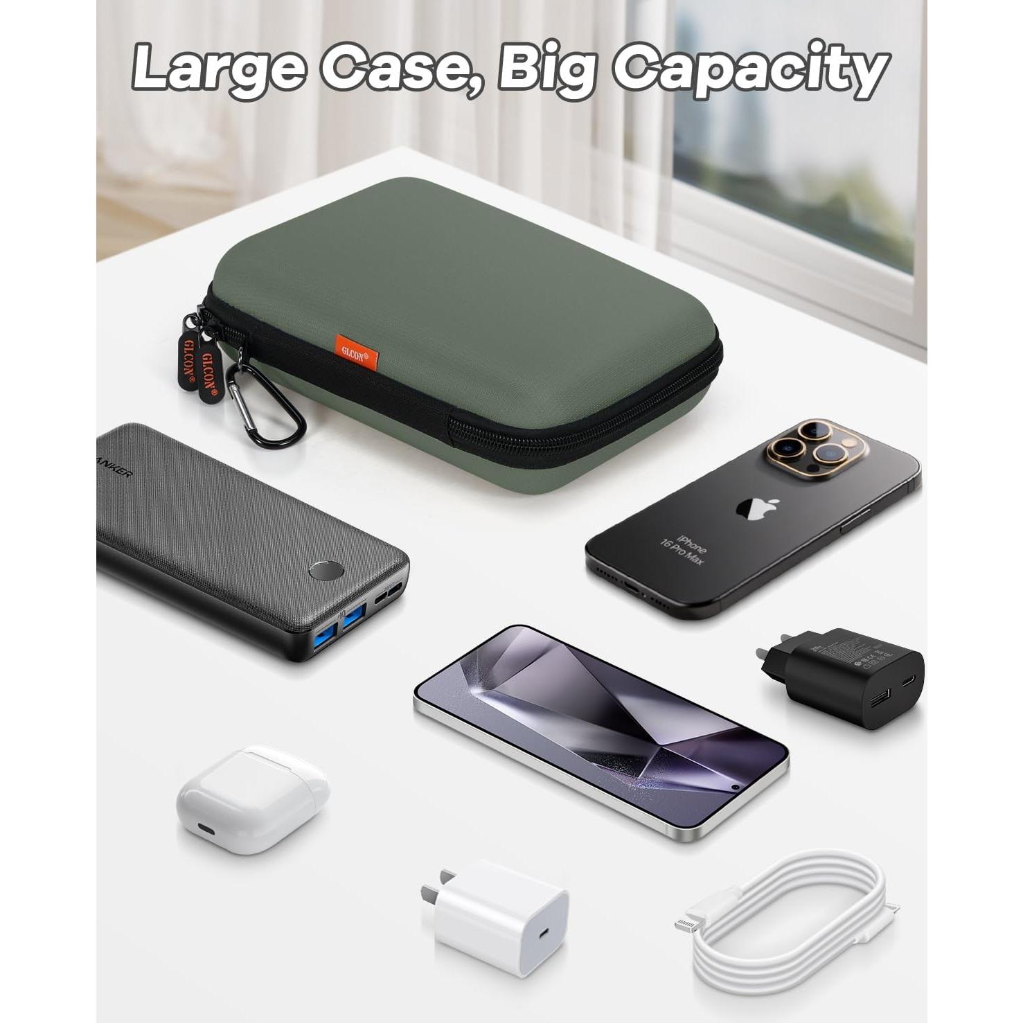 Funda Dura GLCON Verde Ejercito para Accesorios Electrónicos