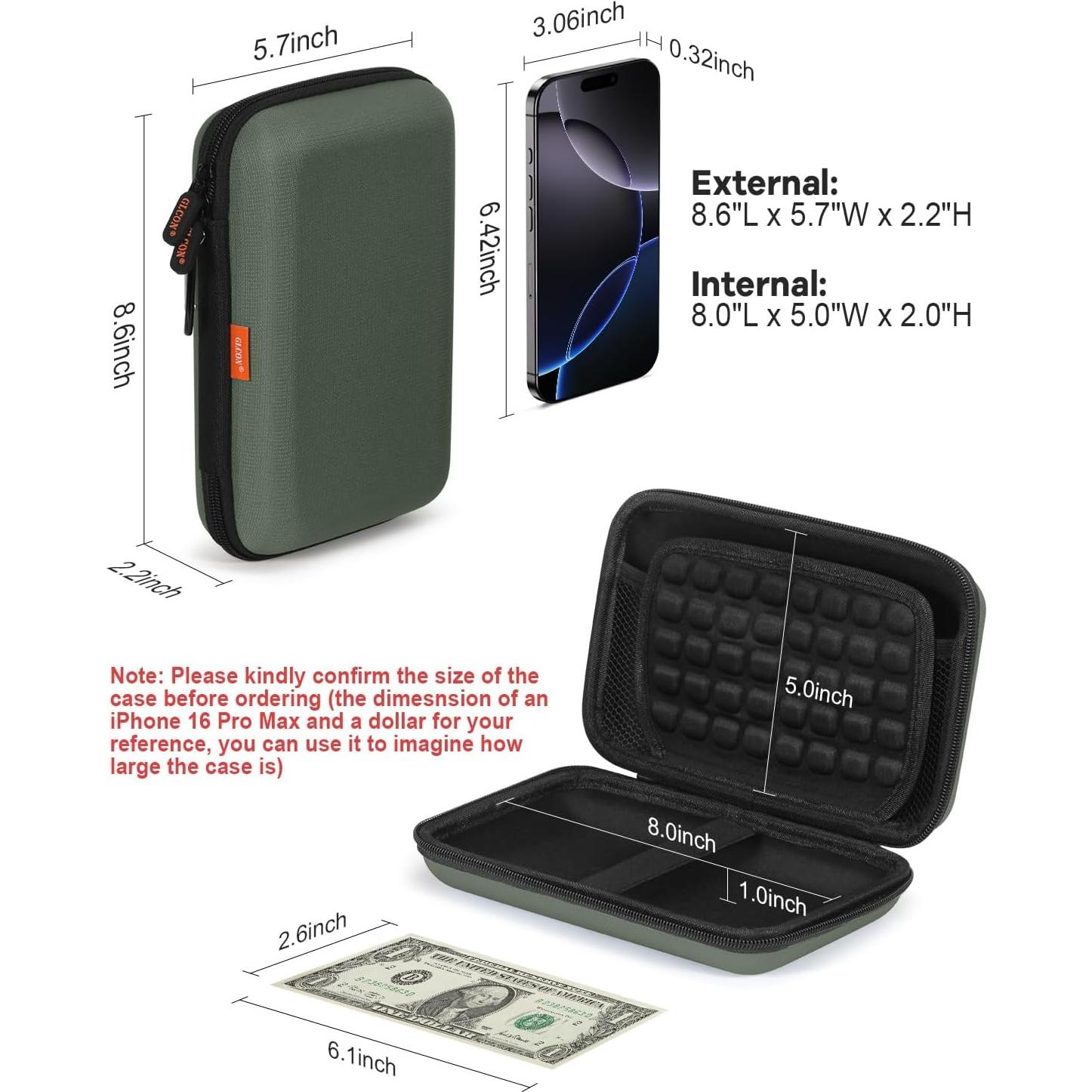 Funda Dura GLCON Verde Ejercito para Accesorios Electrónicos