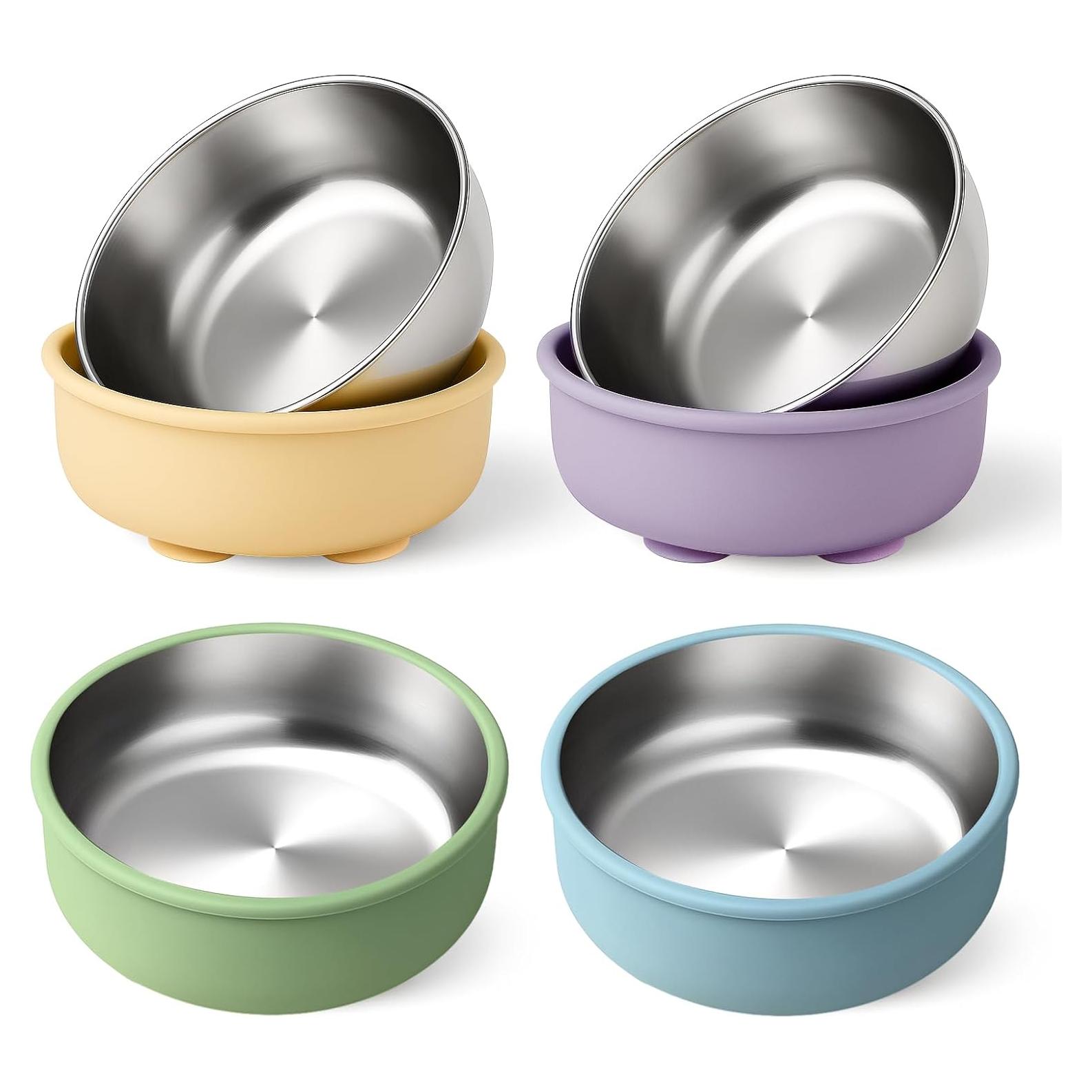 Cuencos de Acero Inoxidable y Silicona Mity Rain - 4 Piezas Antideslizantes