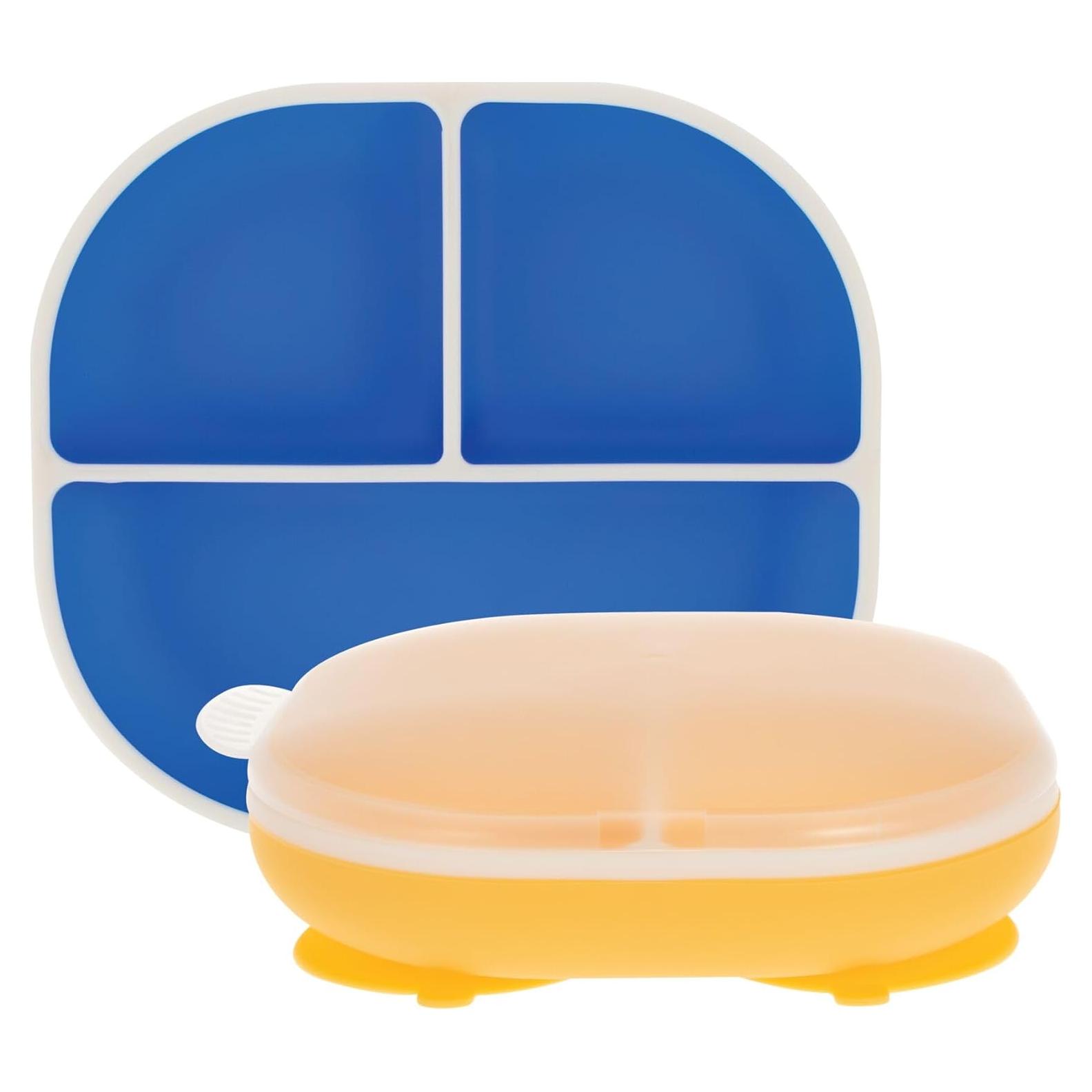 Plato de Succión Rectangular Nuby con Tapa - Silicona 6+ Meses