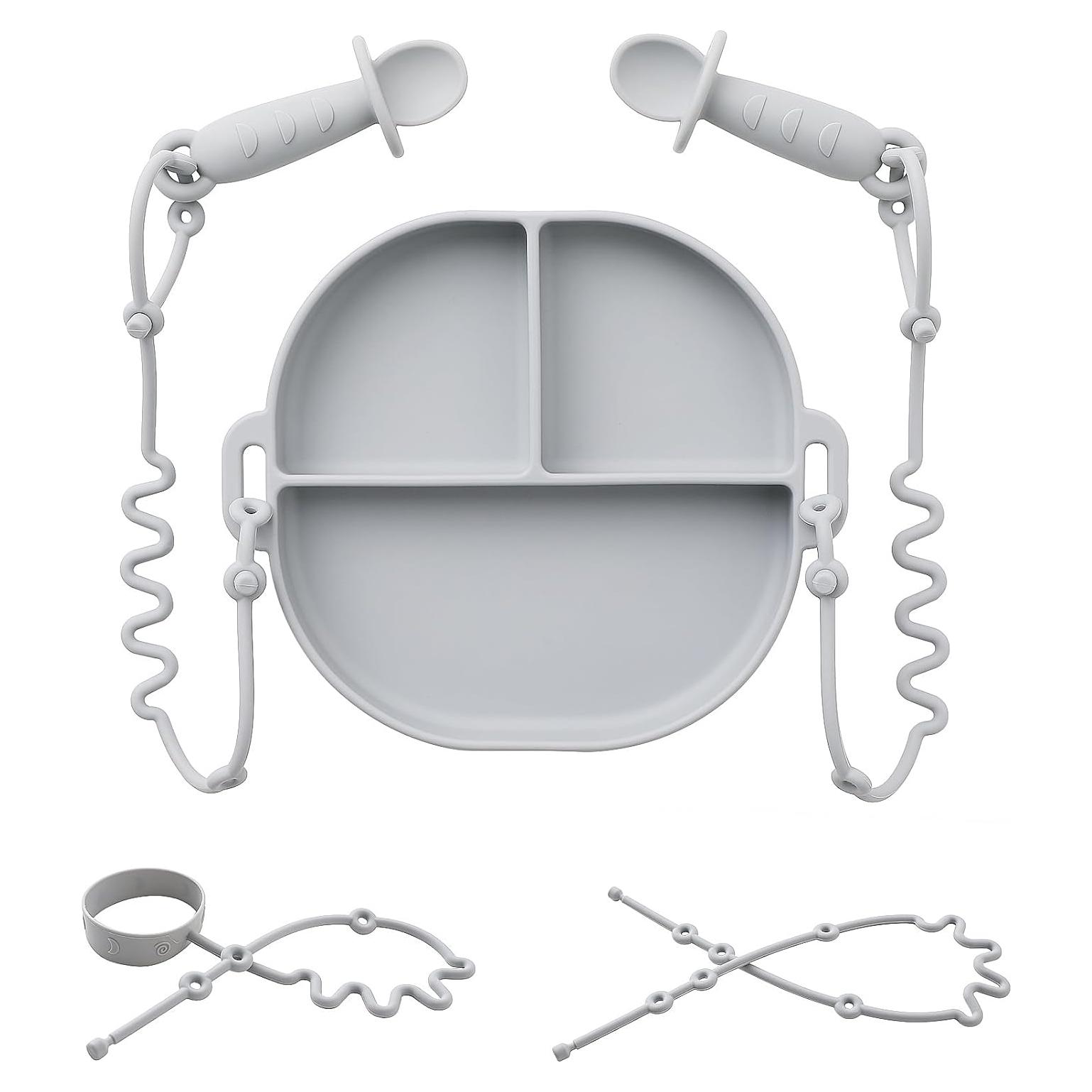 Plato de Silicona Andy Bear Azul con Ventosas y Cucharas