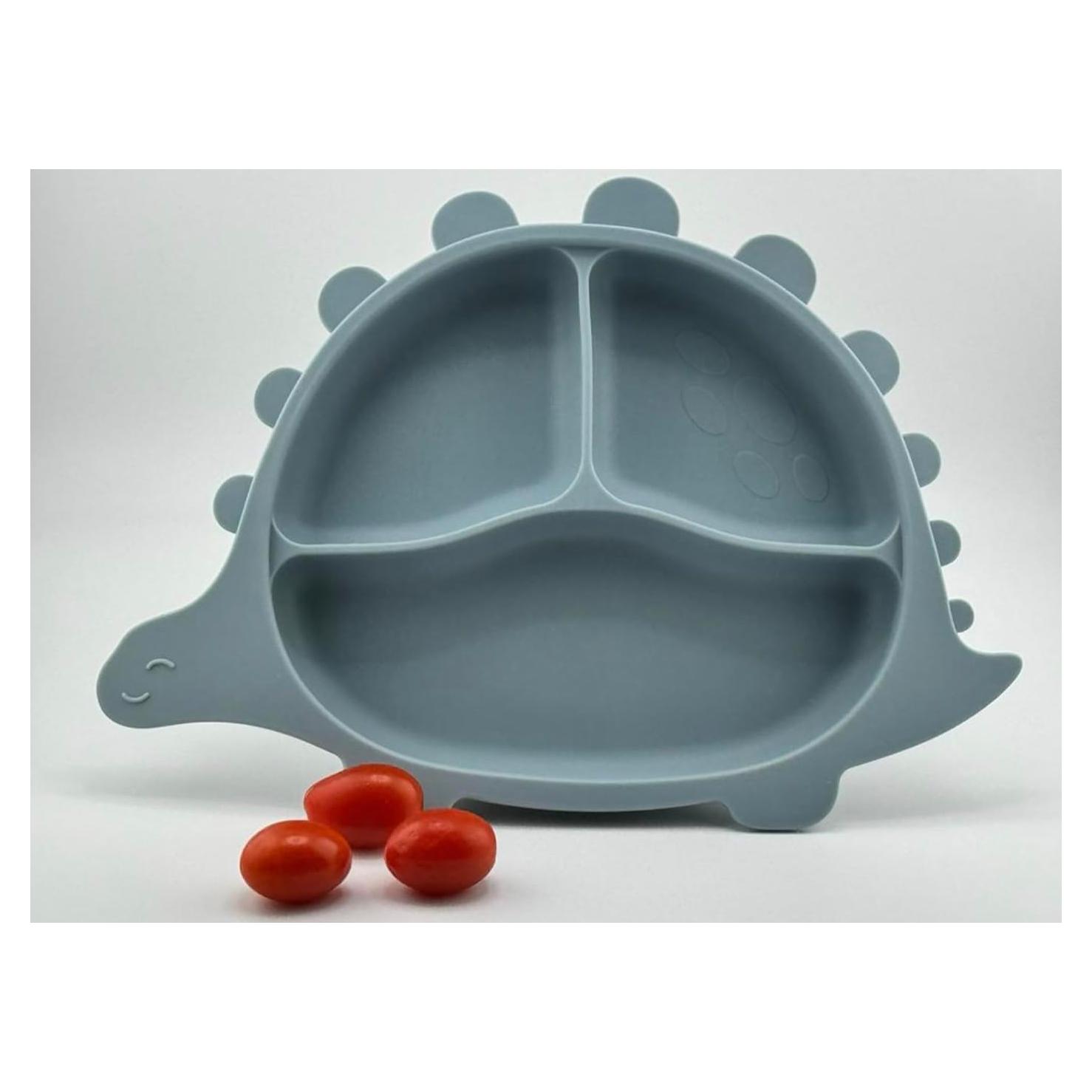 Plato de silicona OLA en forma de dinosaurio para bebés