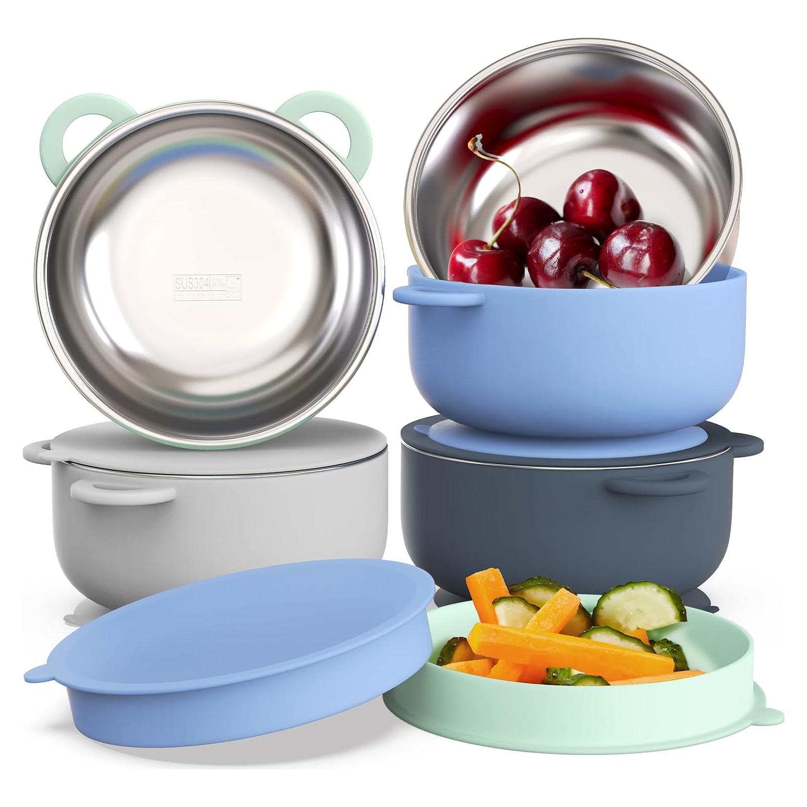 Tazones de Succión Bakpoco 4-Pack Acero Inoxidable 400ml