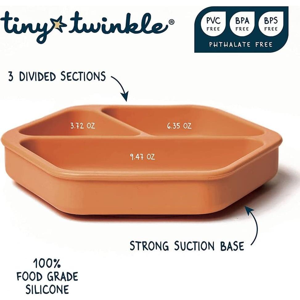 Plato de Silicona con Succión Tiny Twinkle - Dividido, Apto Microondas