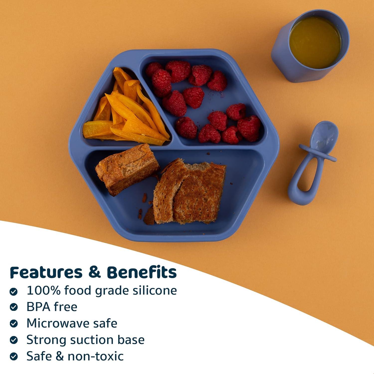 Plato de Silicona con Succión Tiny Twinkle - Dividido, Apto Microondas