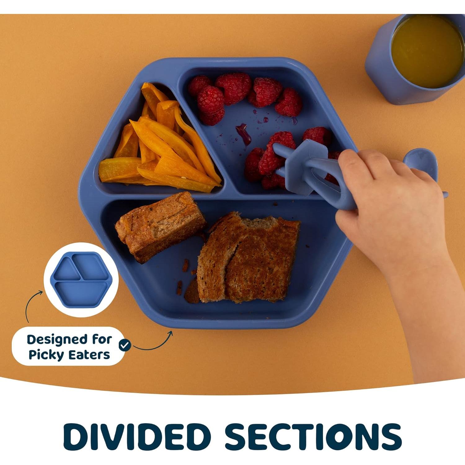 Plato de Silicona con Succión Tiny Twinkle - Dividido, Apto Microondas