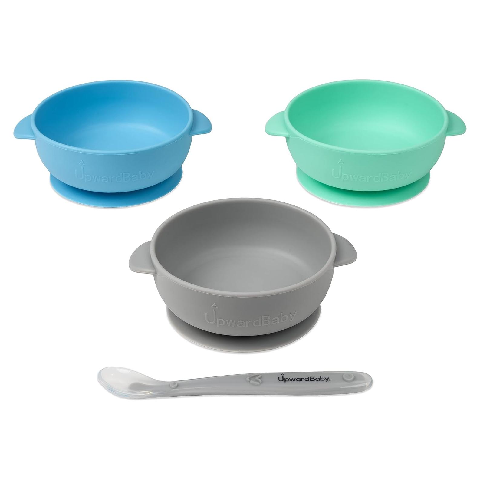 Set de Cuencos y Cucharas de Silicona UpwardBaby - 4 Piezas