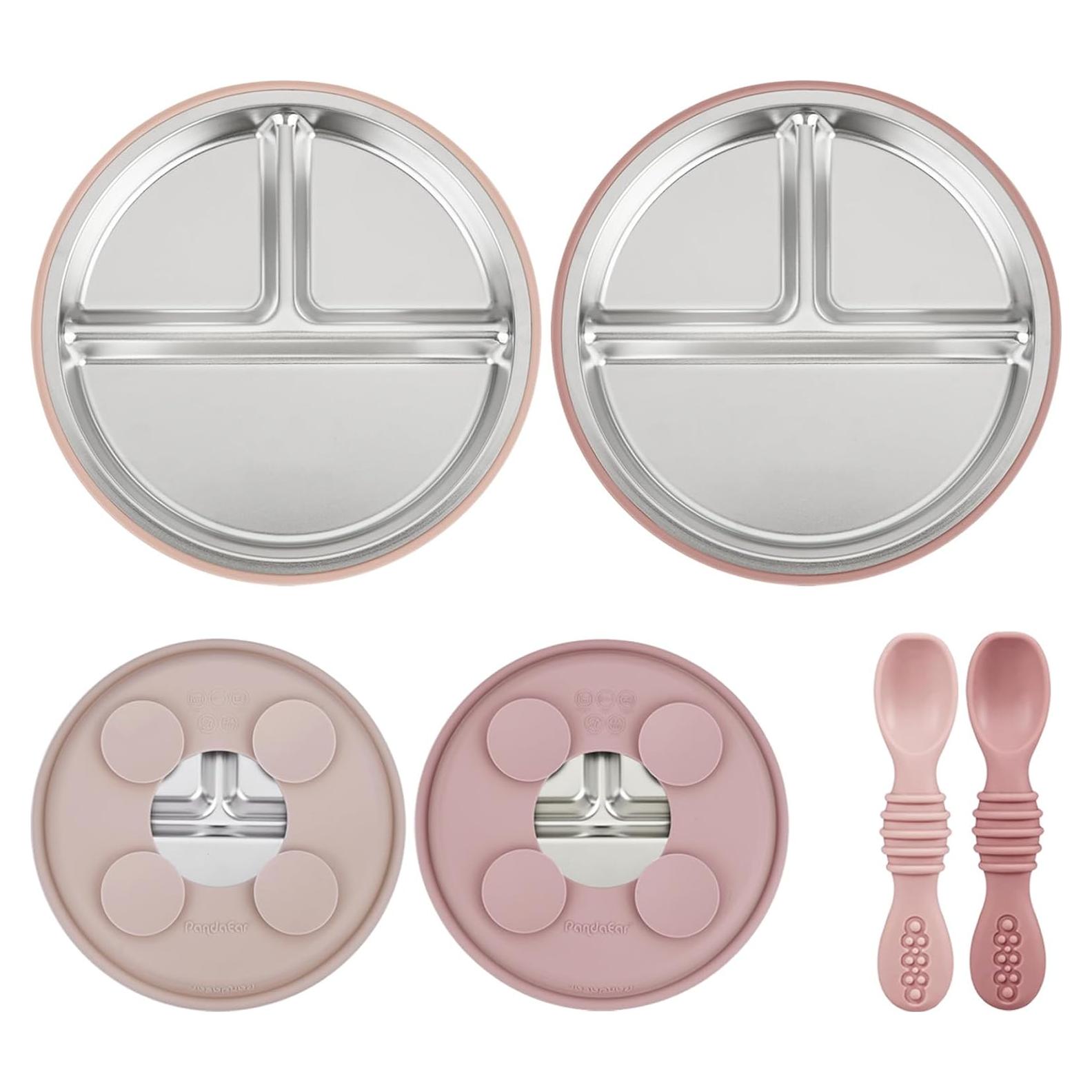 Juego de Alimentación PandaEar 4 Piezas Acero Inoxidable Rosa