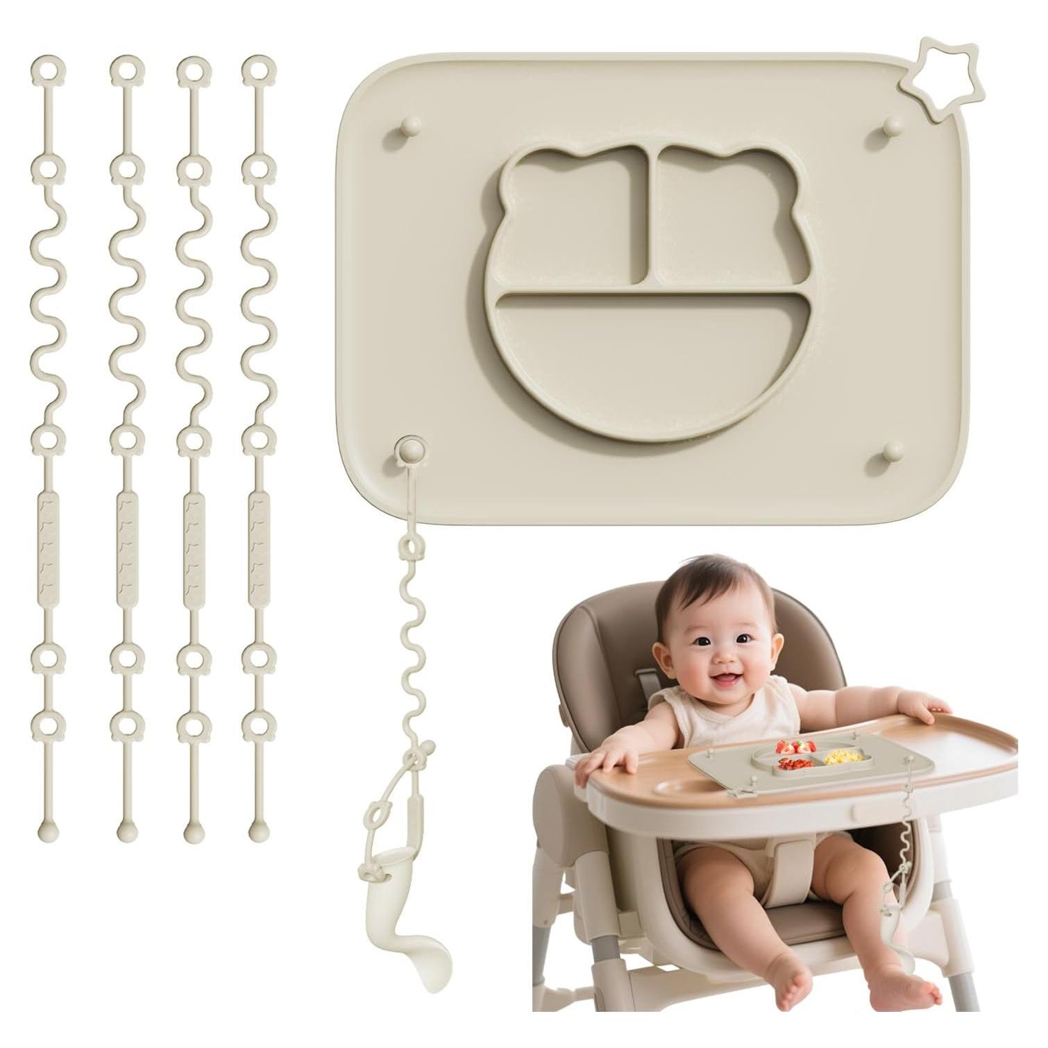 Alfombrilla de Silicona Beige Cathill para Bebés con Ventosas