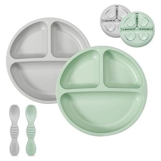 Conjunto de Alimentación Silicona PandaEar 2 Platos y 2 Cucharas
