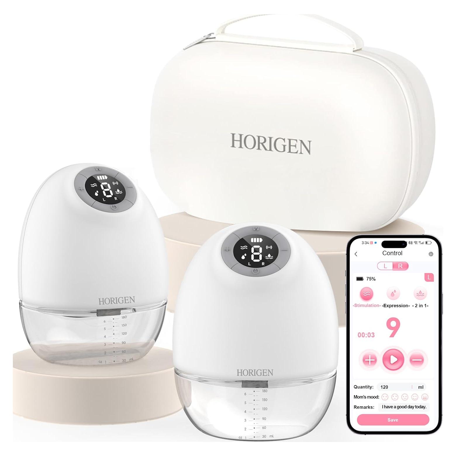 Extractor de Leche Portátil Horigen HNR-US-2249BS1 3 Modos 9 Niveles