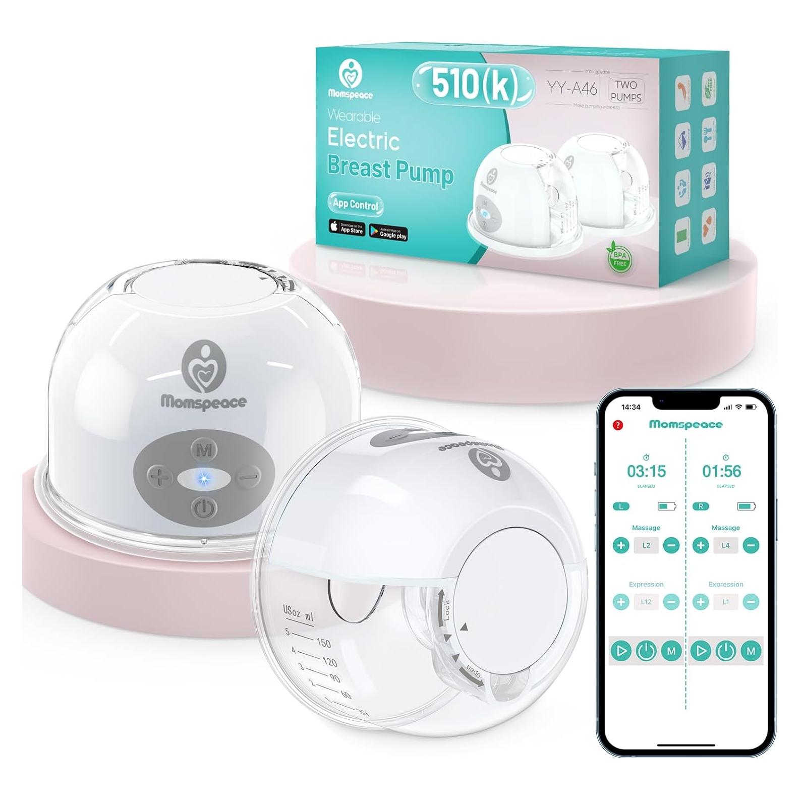 Extractor de Leche Eléctrico Manos Libres Momspeace 24mm Doble