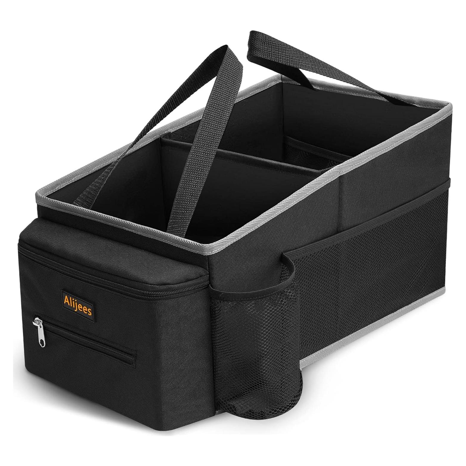 Organizador de Asiento de Coche Alijees Negro con Portavasos