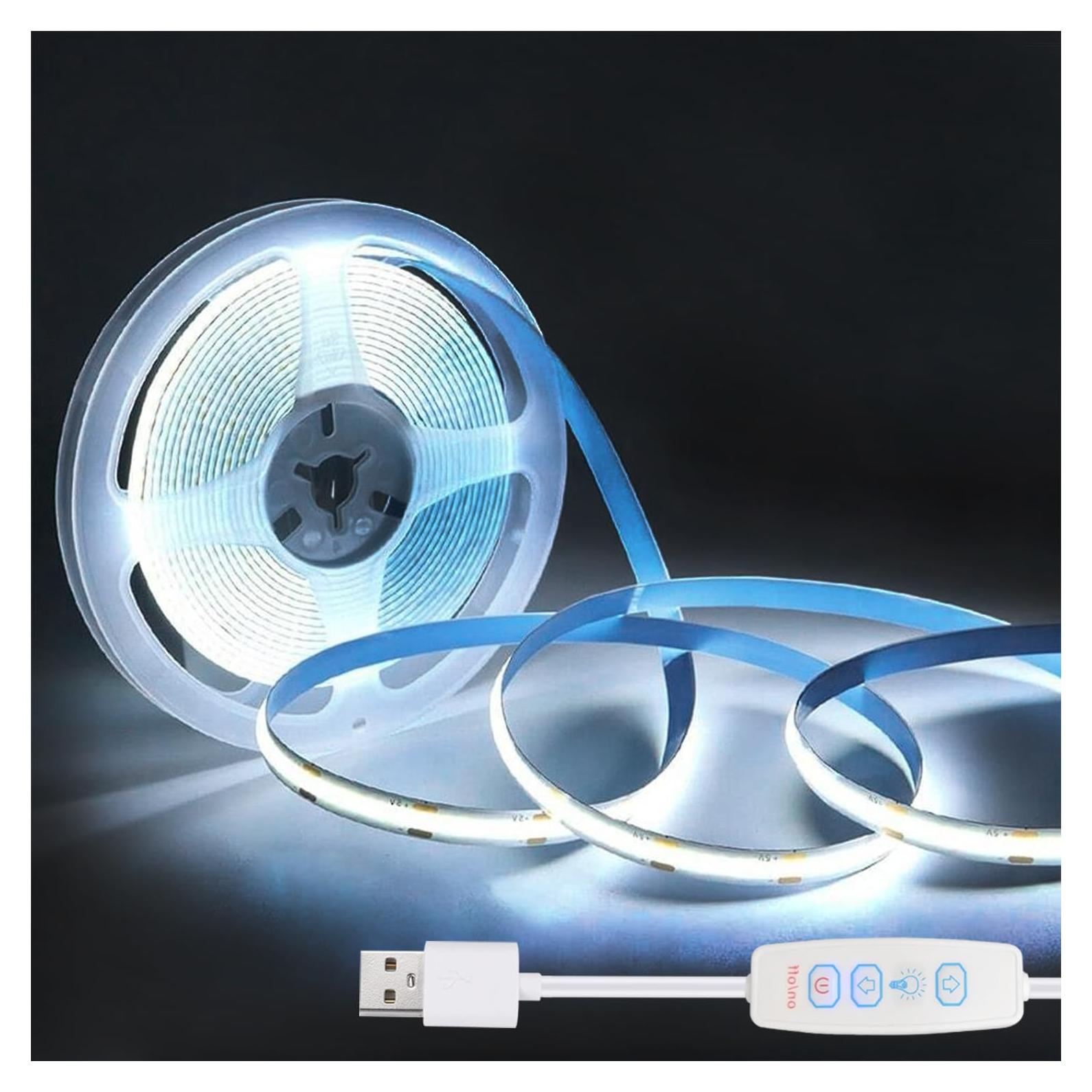 Tira de luces LED COB blanca 1m USB regulable XZKJ