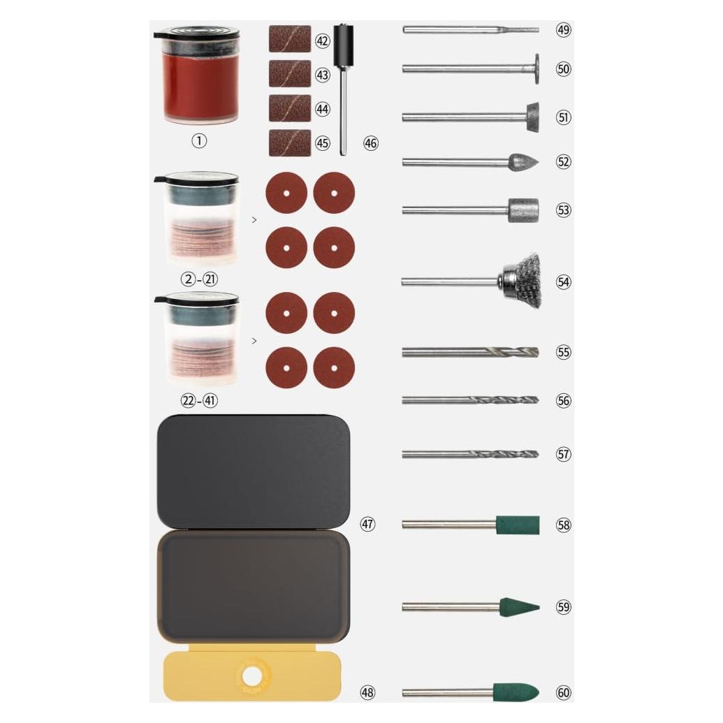 Kit de Accesorios HOTO para Herramienta Rotativa 60 Pcs