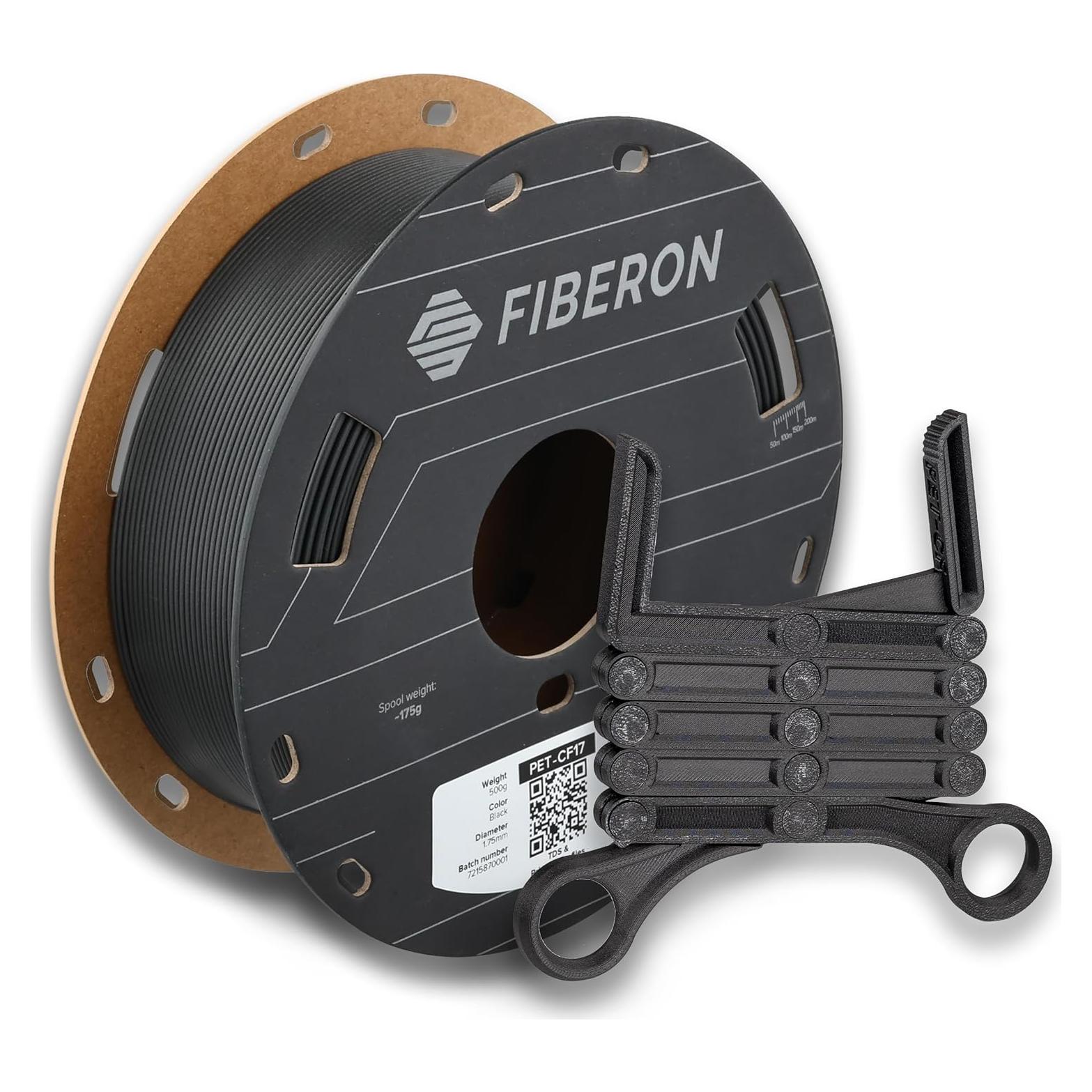 Filamento 3D Polymaker Fiberon PET-CF17 Negro 1.75mm 0.5kg