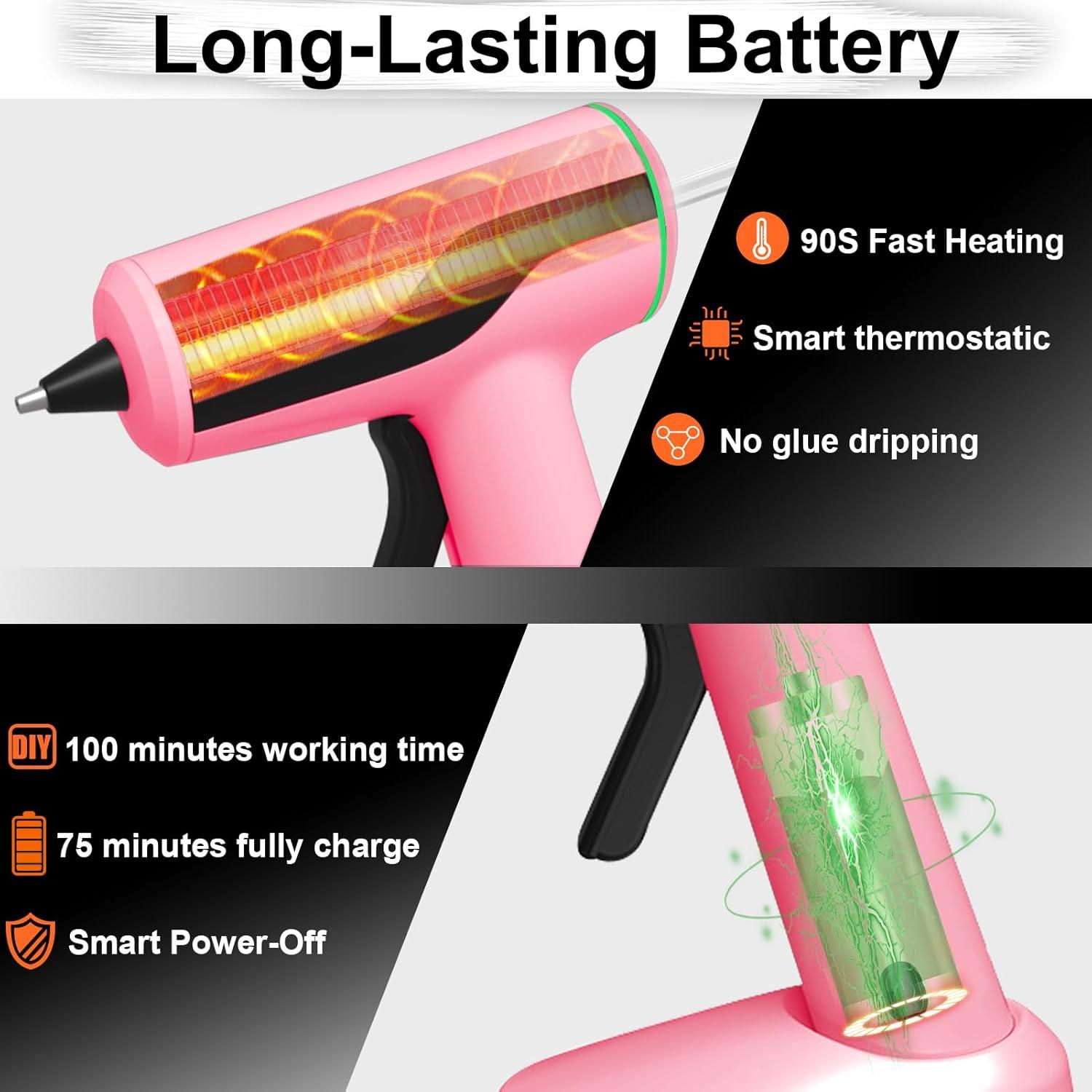 Pistola de Pegamento Caliente Inalámbrica MONVICT Rosa con 40 Barras