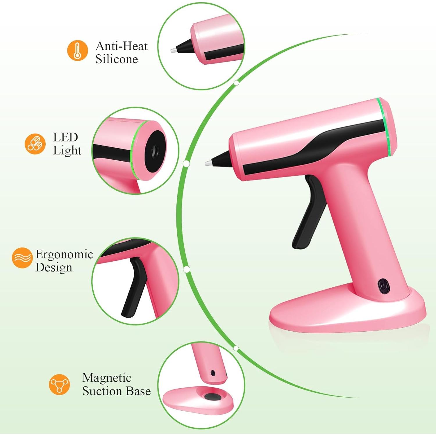 Pistola de Pegamento Caliente Inalámbrica MONVICT Rosa con 40 Barras