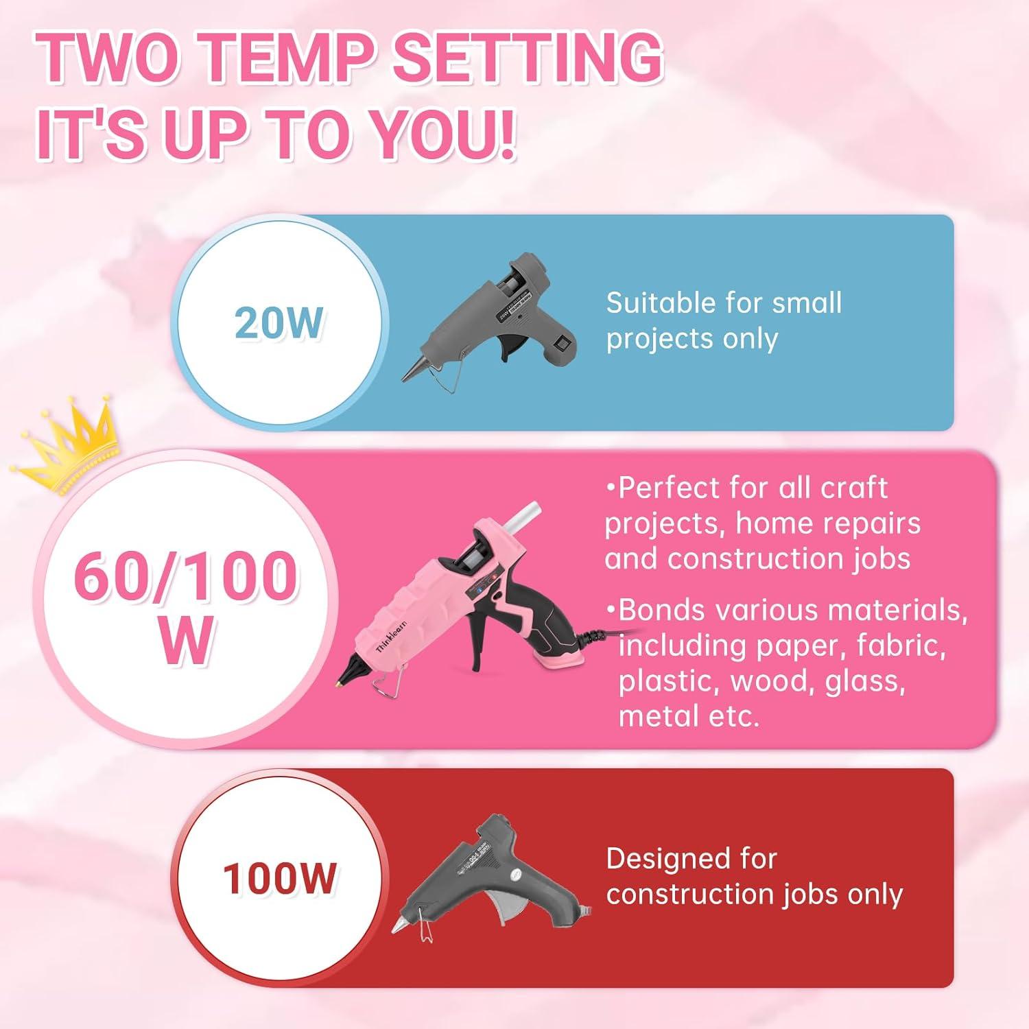 Pistola de Pegamento Caliente ThinkLearn 60/100W Rosa con 15 Barras