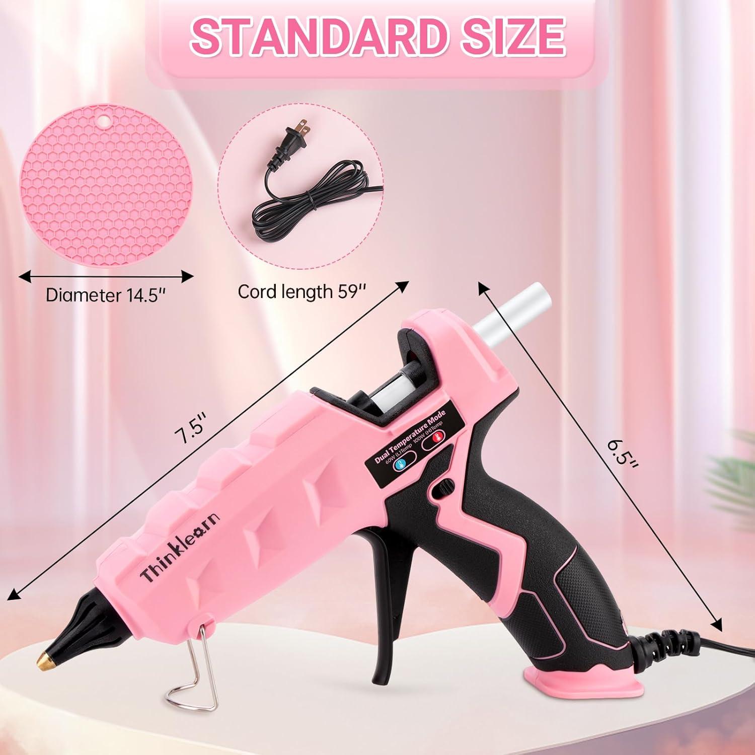 Pistola de Pegamento Caliente ThinkLearn 60/100W Rosa con 15 Barras