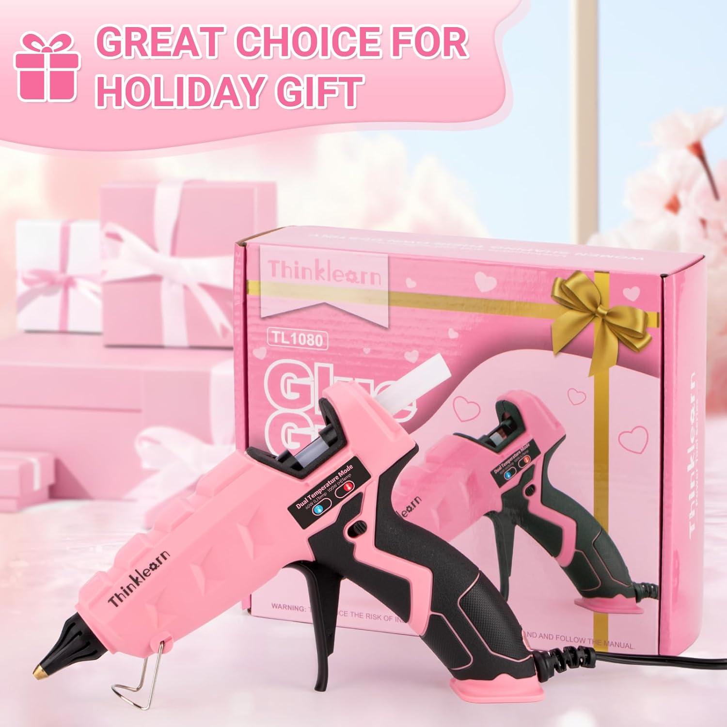 Pistola de Pegamento Caliente ThinkLearn 60/100W Rosa con 15 Barras