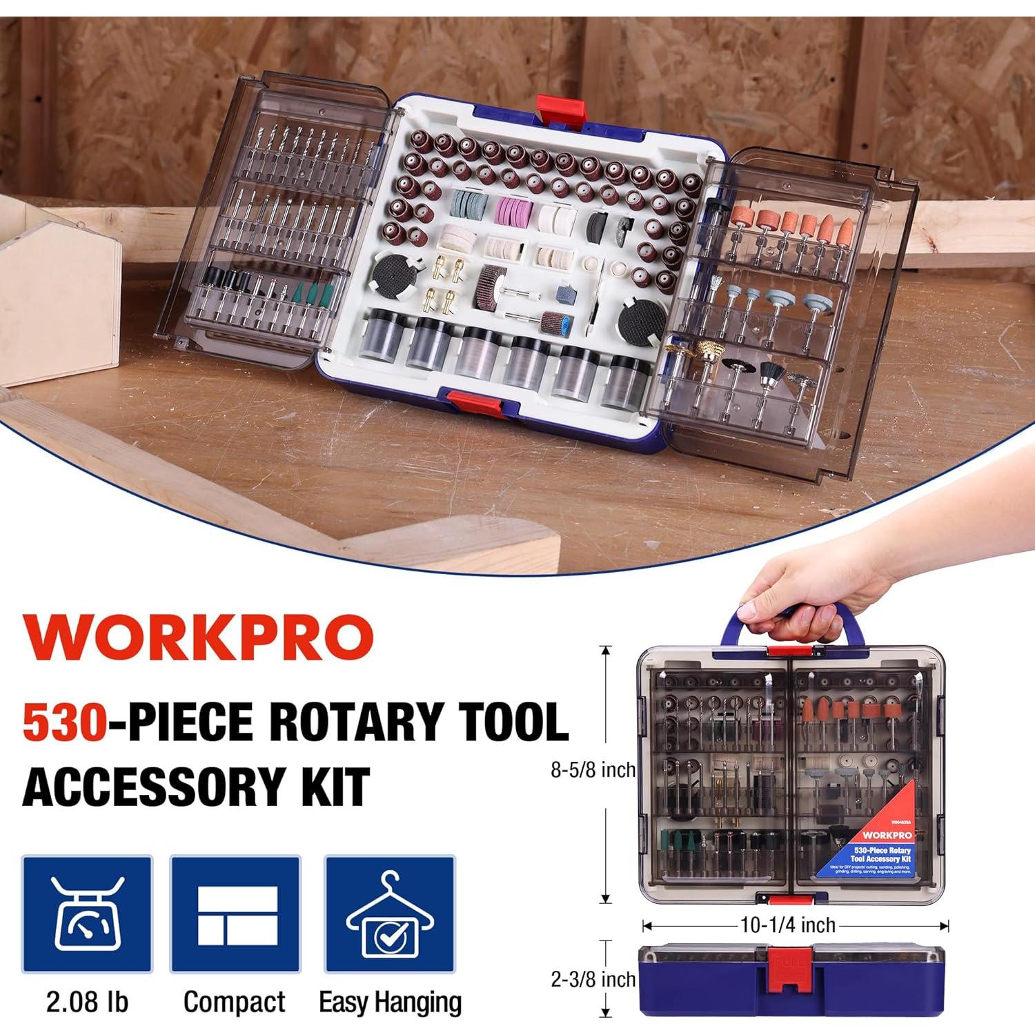 Kit de Accesorios para Herramienta Rotativa WORKPRO 530 Piezas