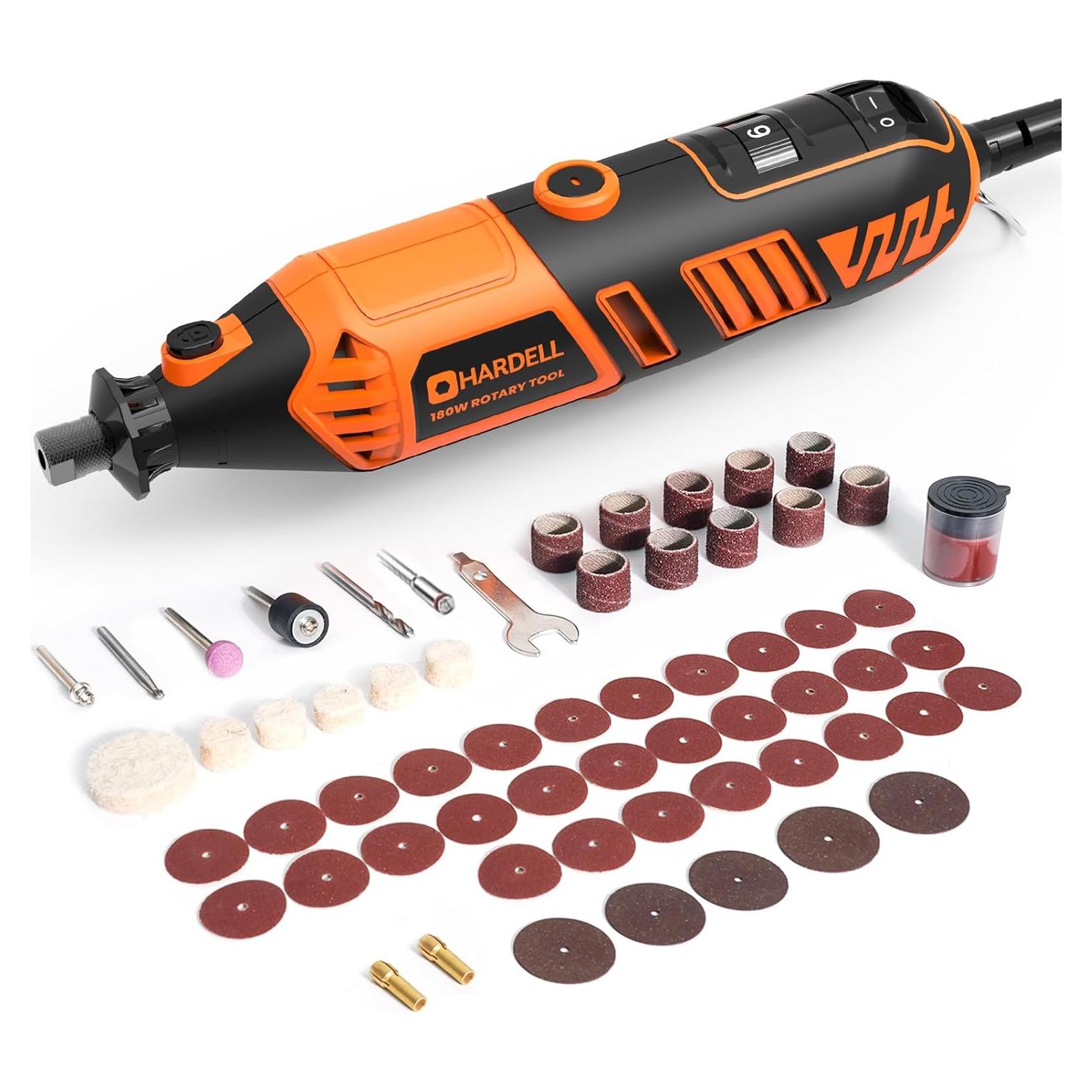 Herramienta Rotativa HARDELL 180W con 61 Accesorios y 6 Velocidades