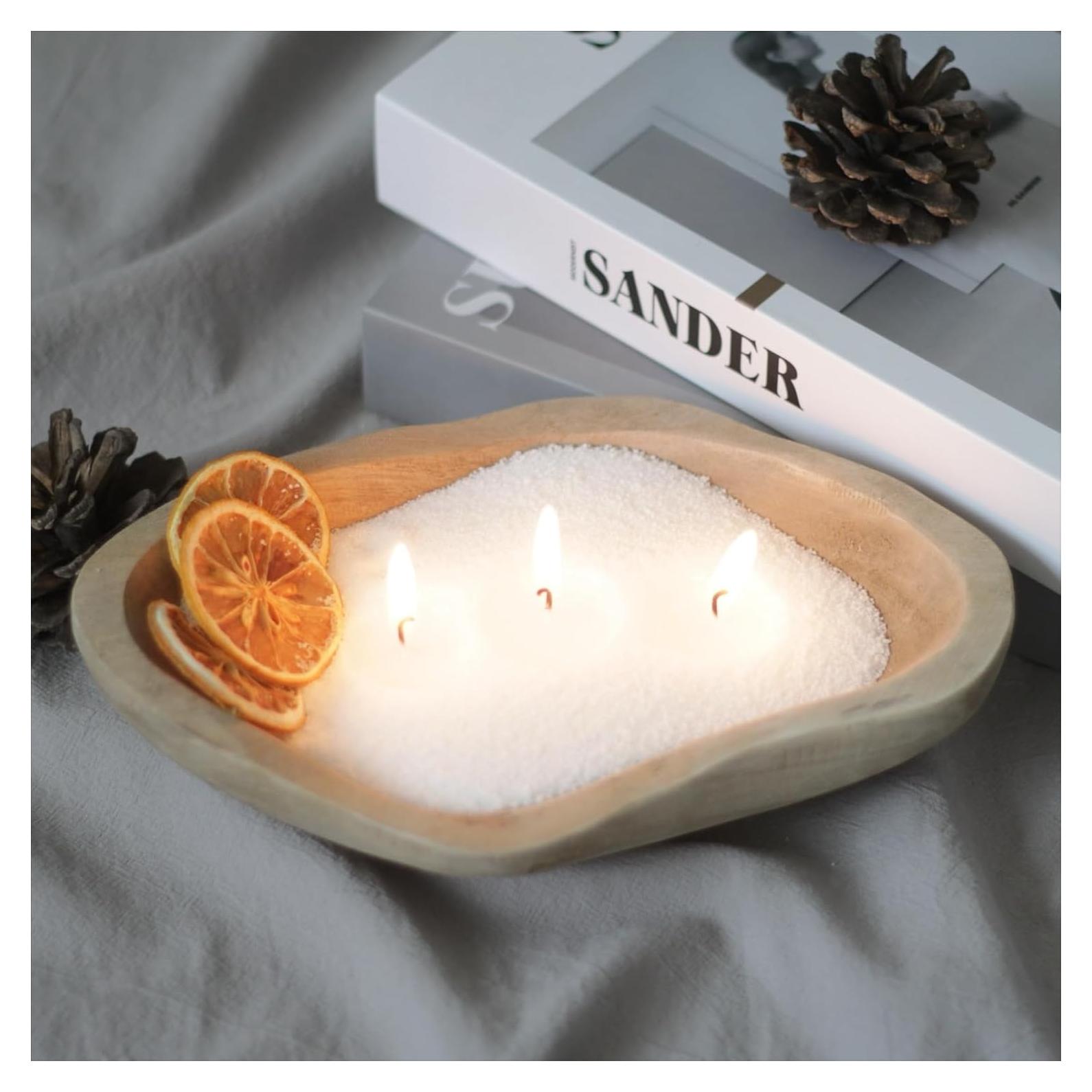 Kit de Velas DIY GrusoSP con Tazón de Madera y 30 Mechas