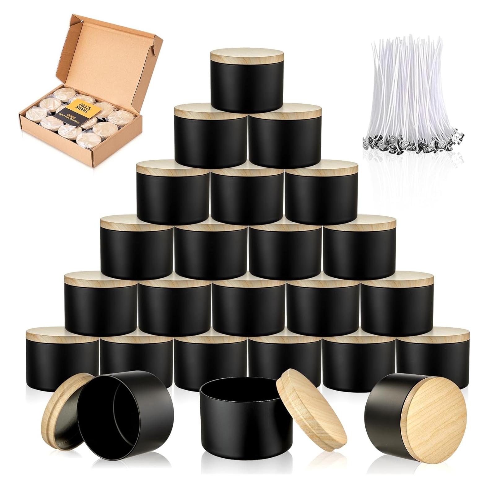 Latas de Vela MGLIFEUL 4oz Negras - 12 Piezas, DIY