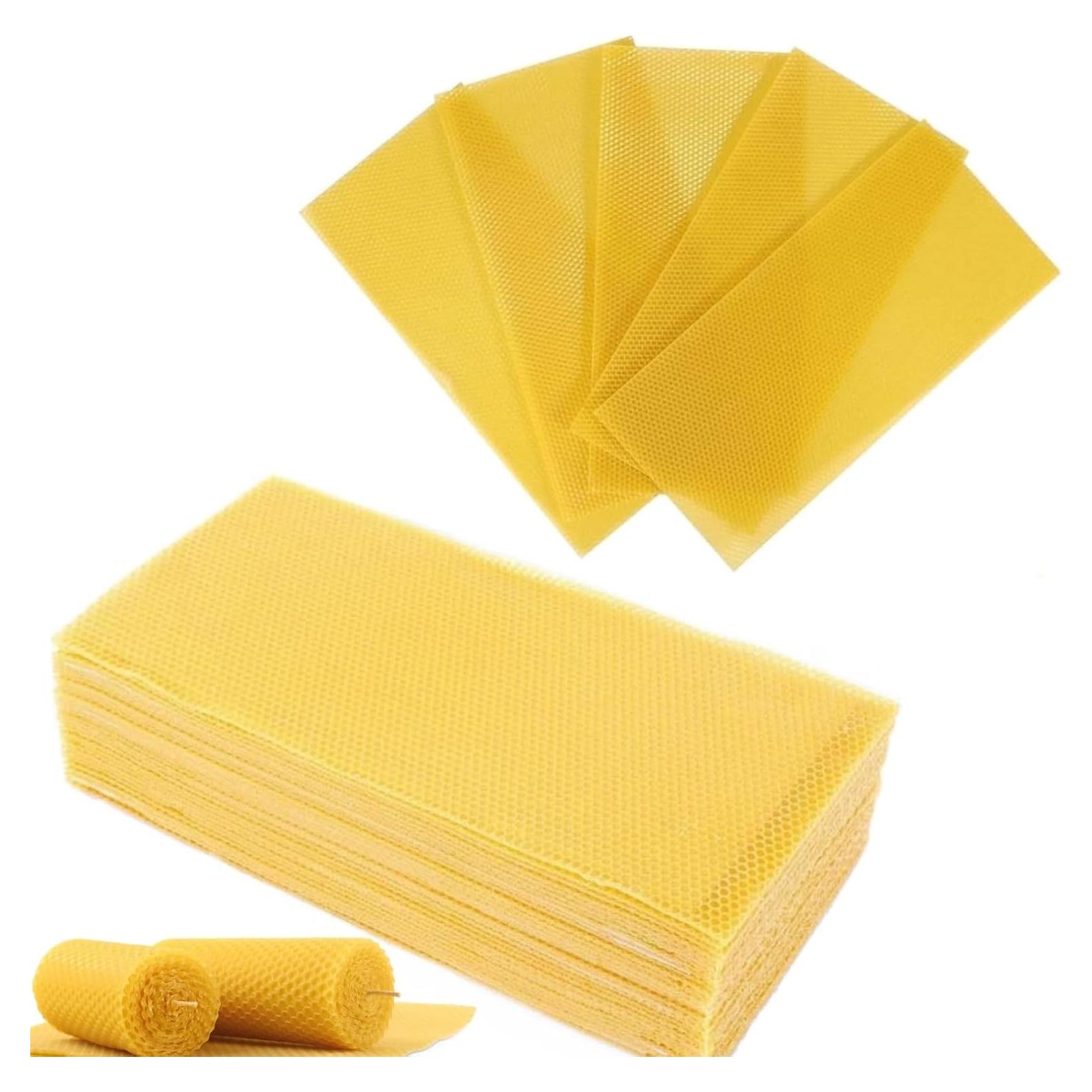 30 Hojas de Cera de Abeja Natural para Velas y Colmenas 41.5x19.5cm
