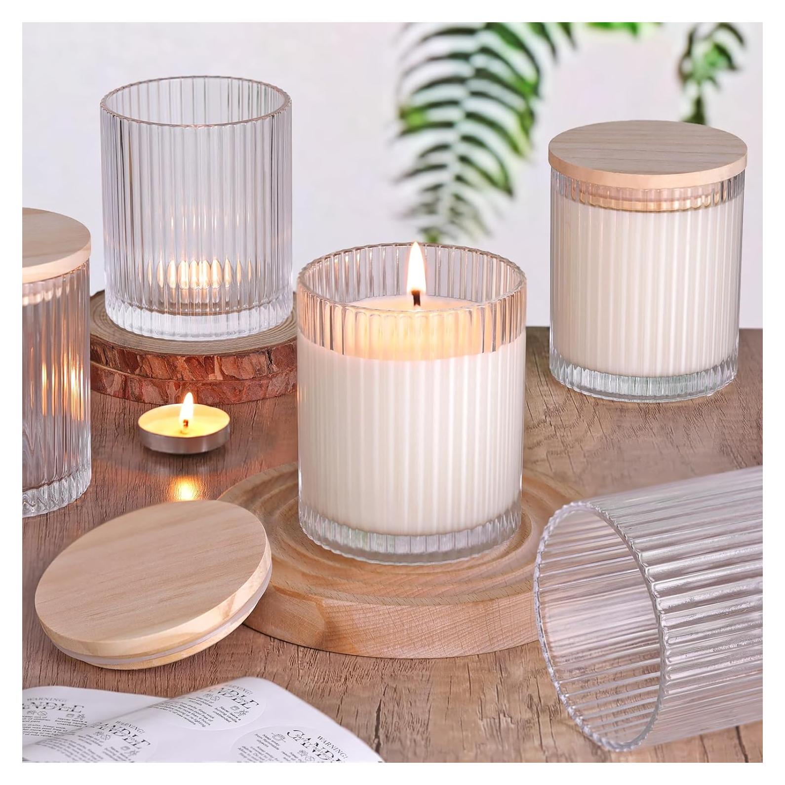 Set de 8 Frascos de Vela de Vidrio 10 OZ Sunnyfuture con Tapa de Madera