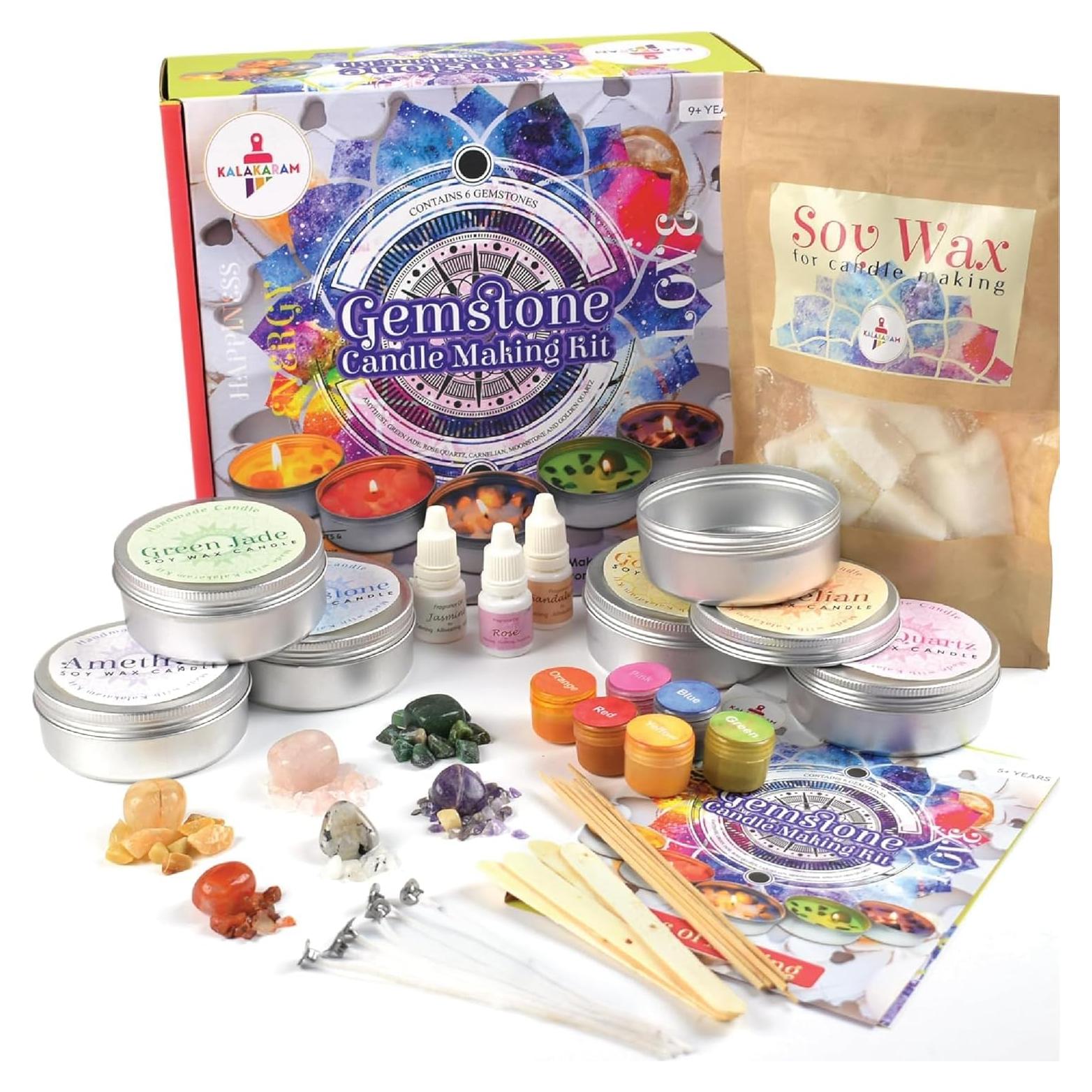 Kit de Fabricación de Velas DIY Kalakaram - 6 Tarros, Cera de Abejas, Aromas