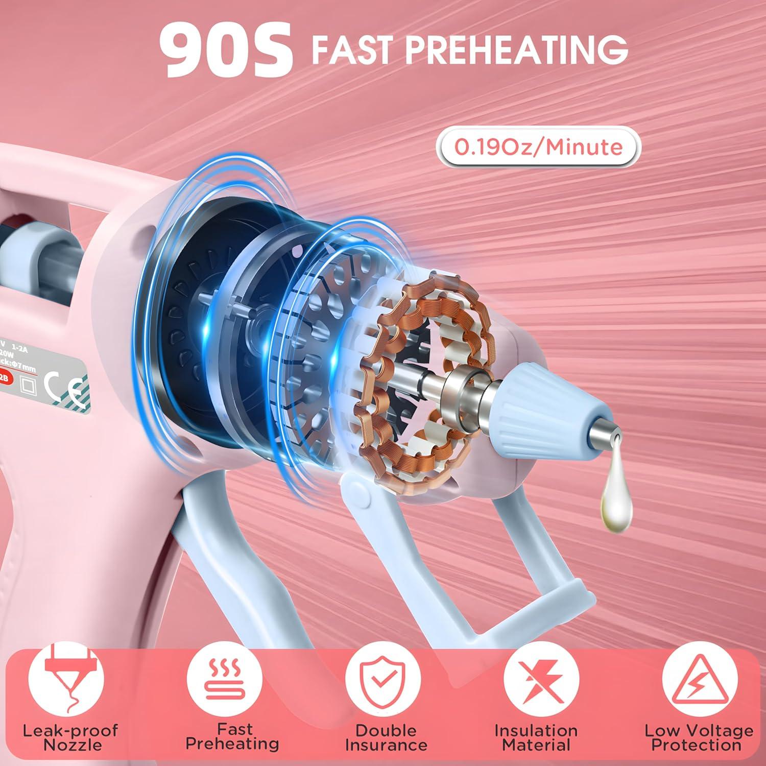 Pistola de Silicona Caliente Inalámbrica HHDQFTSLG 20W Rosa