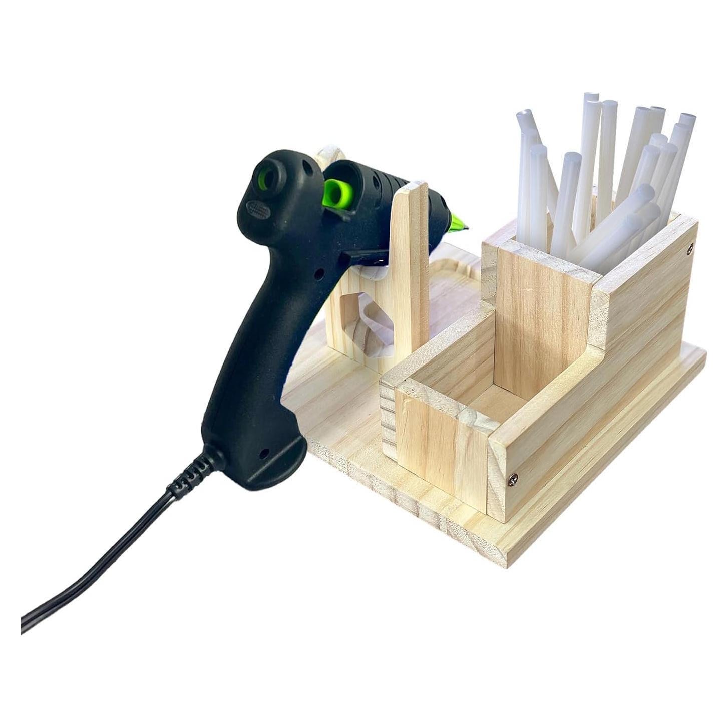 Soporte de Madera para Mini Pistola de Pegamento Bantlou con Organizador