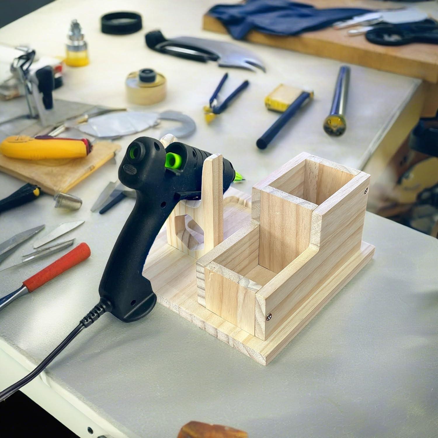 Soporte de Madera para Mini Pistola de Pegamento Bantlou con Organizador