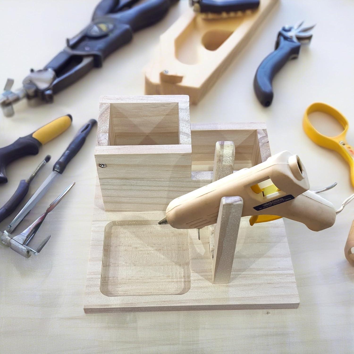 Soporte de Madera para Mini Pistola de Pegamento Bantlou con Organizador