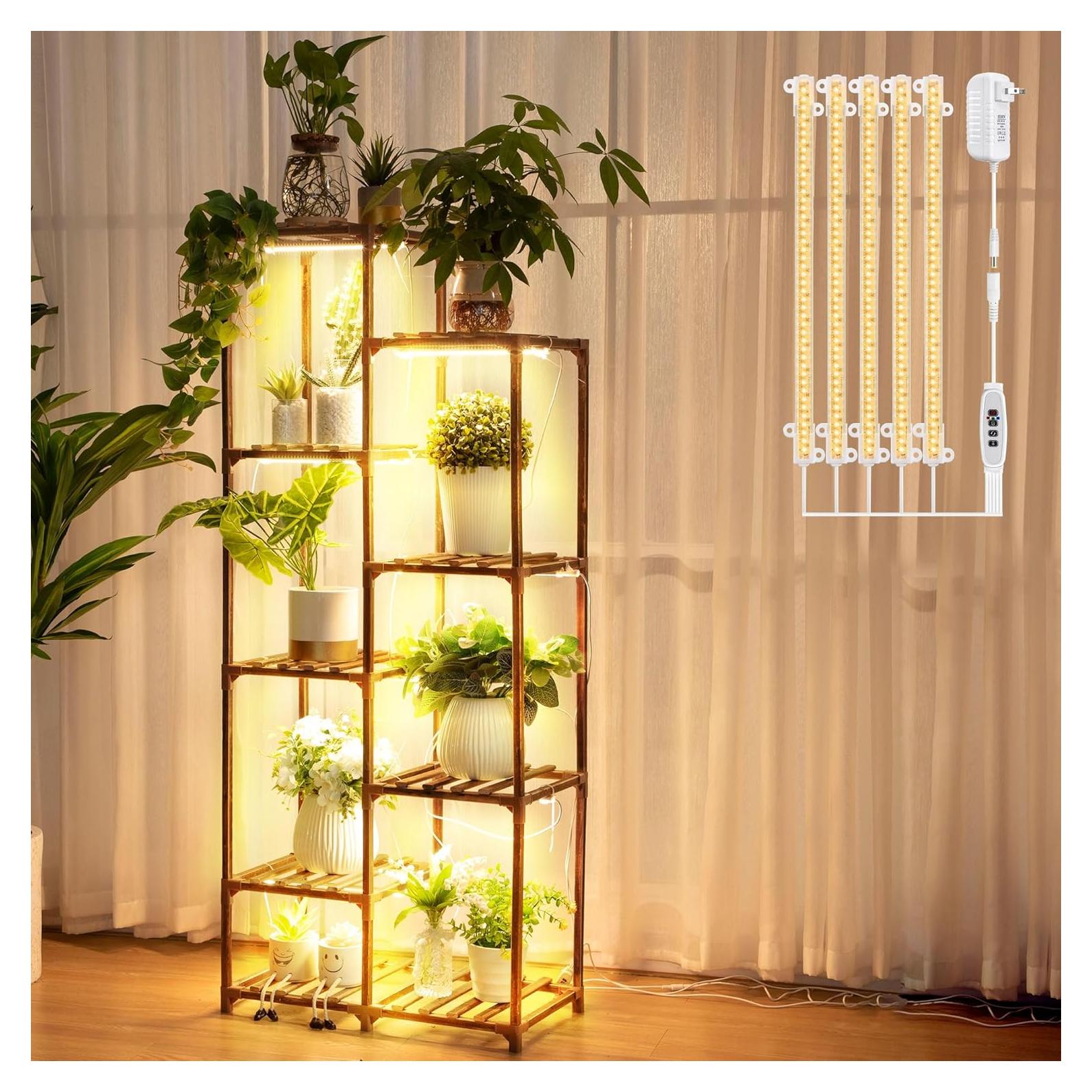 Estante de Plantas Dreyoo 8 Niveles con Luz Crecimiento 157 cm