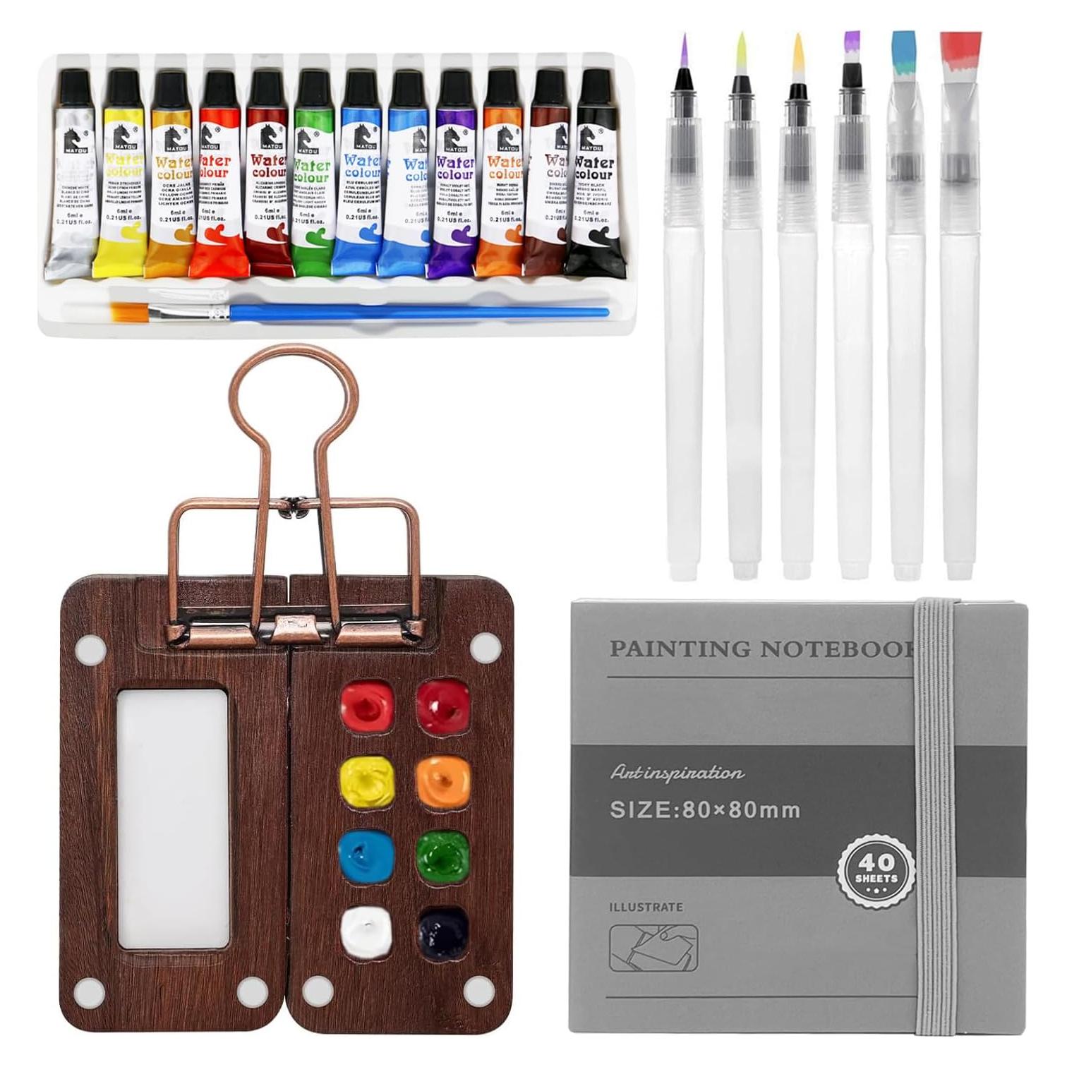 Set de Acuarelas Portátil Tobios con 12 Colores y Pinceles