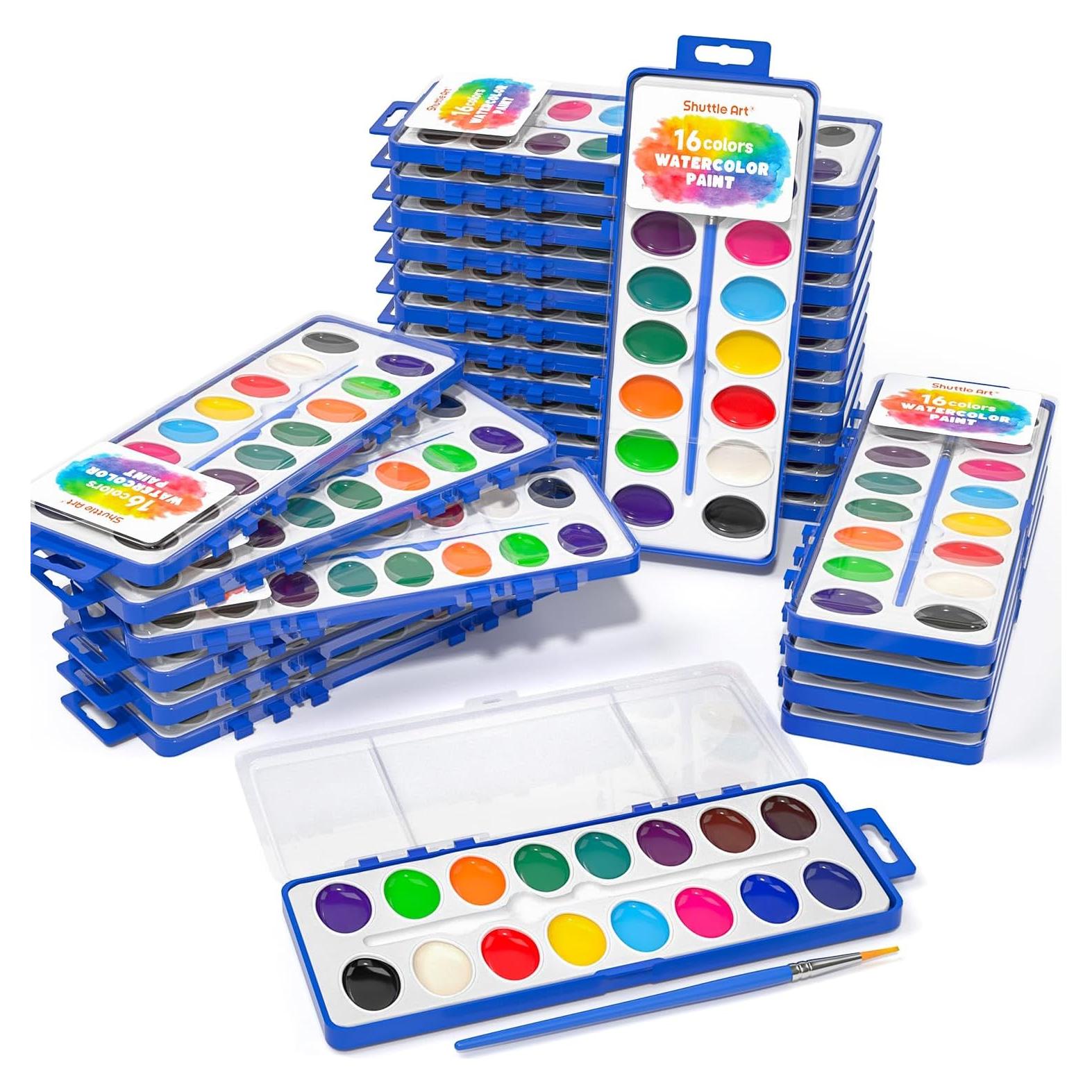 Conjunto de Acuarelas Shuttle Art 24 Piezas 16 Colores Lavables