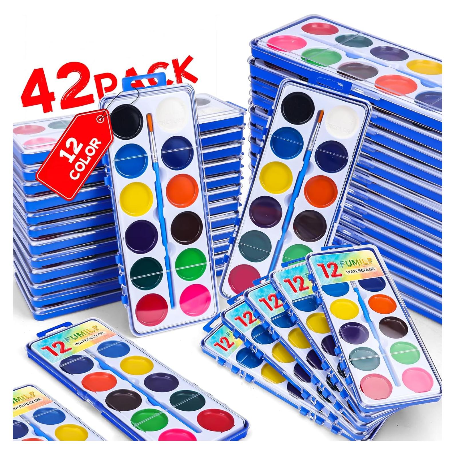Set de Pintura Acuarela FUMILE 42 Piezas 12 Colores para Niños