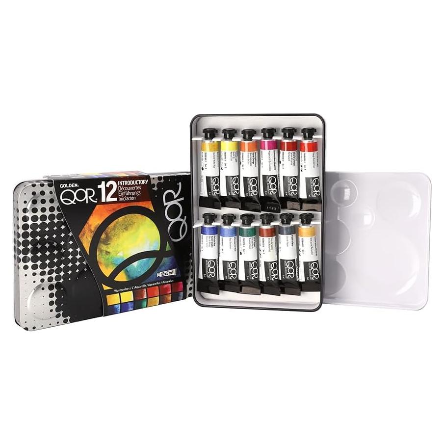 Set de Pintura Acuarela Profesional Golden QoR 12 Colores 60 ml