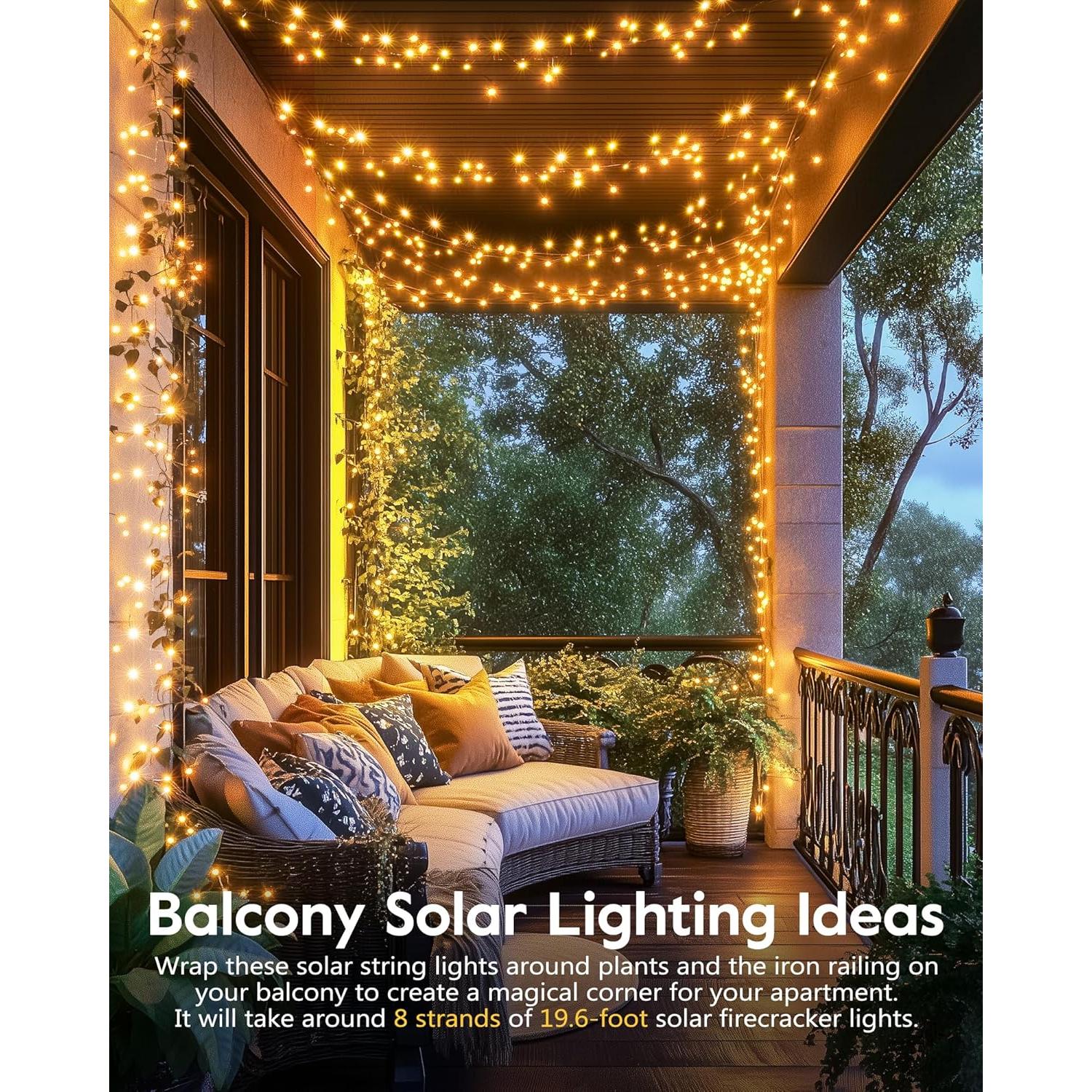 Luces de Cuerda Solares Brightown 2.99m 120 LEDs Blanco Cálido