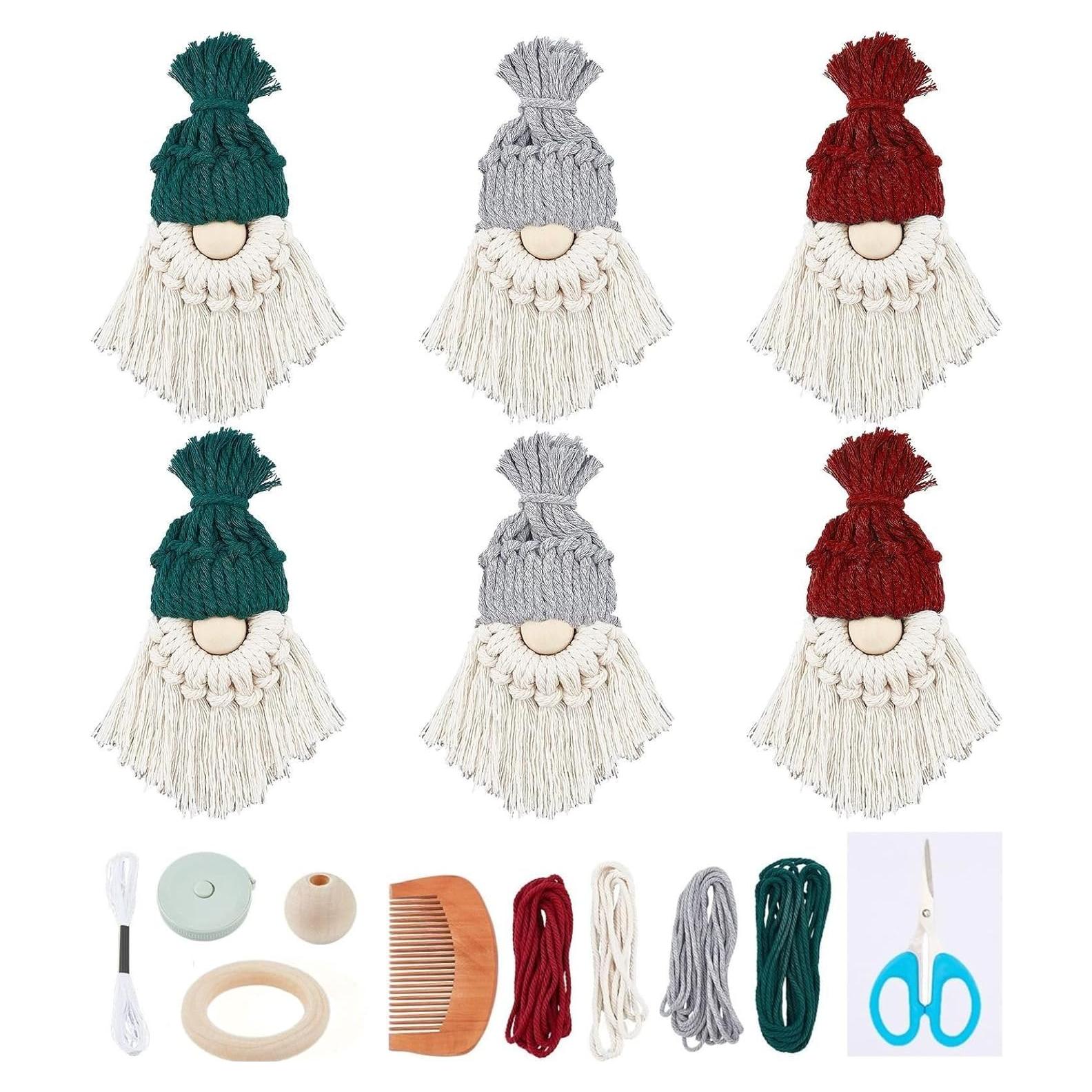 Kit de Gnomos de Navidad DIY FREEBLOSS - 6 Piezas Macramé