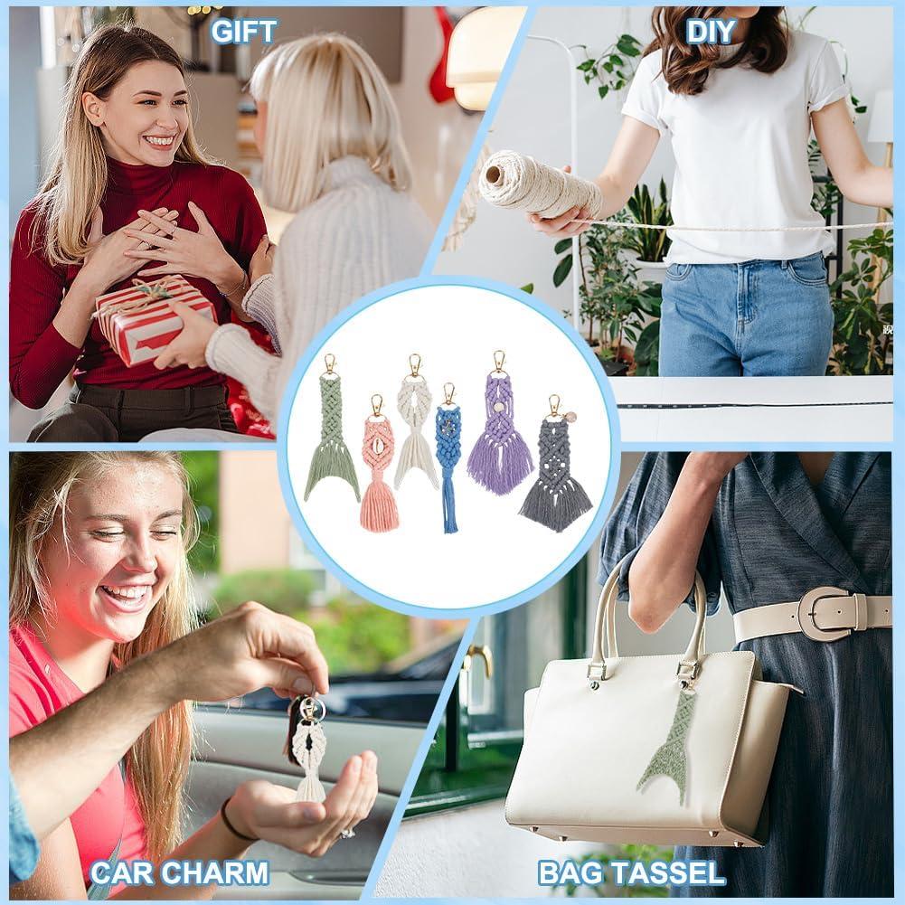 Kit de llavero de macramé ACRNIGHEET 6 piezas boho oceánico