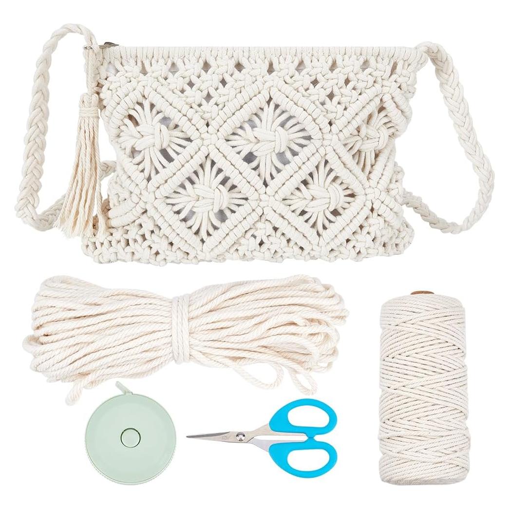 Kit DIY Bolsa de Macramé WEBEEDY 26.4x20.3cm Beige